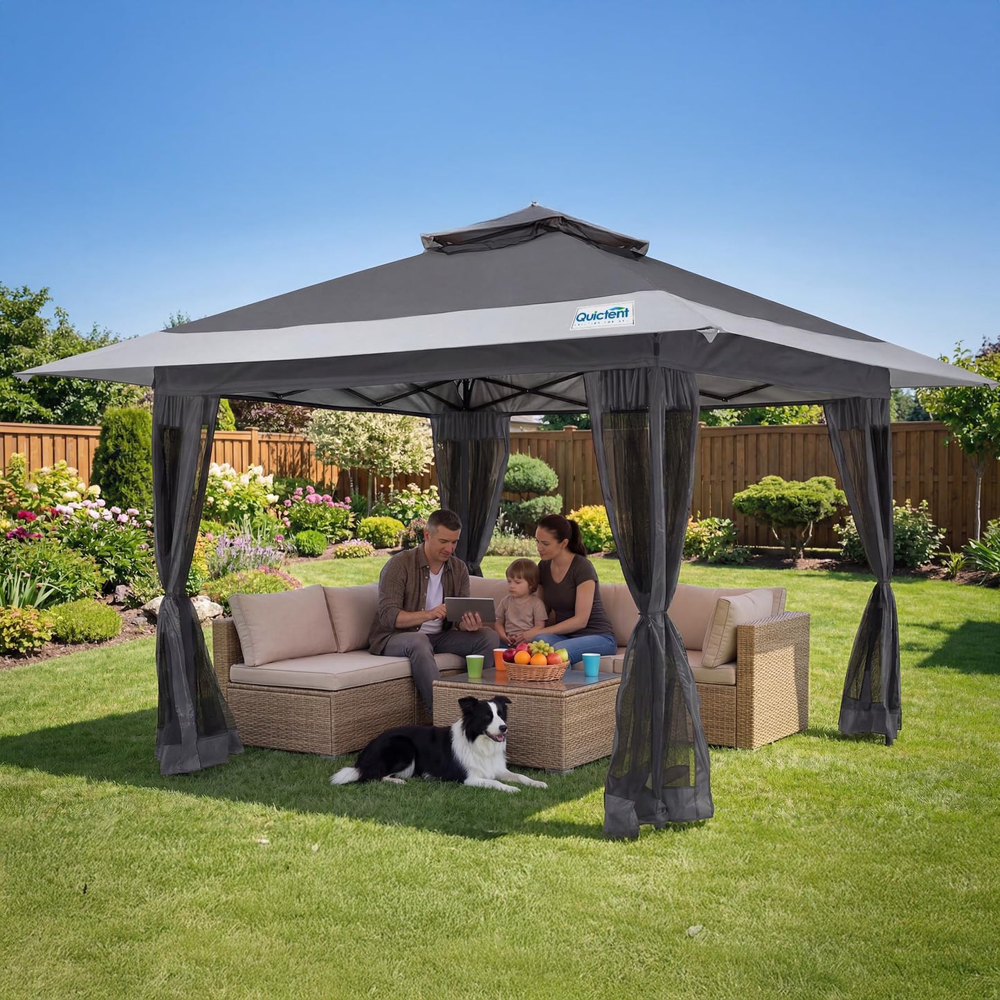 Quictent 13'x13' Pop up Gazebo Canopy Tent, One Person Set up Portable Instant Folding Shelter, Outdoor Canopy Tent with Extra Shade for Backyard, Patio, Party