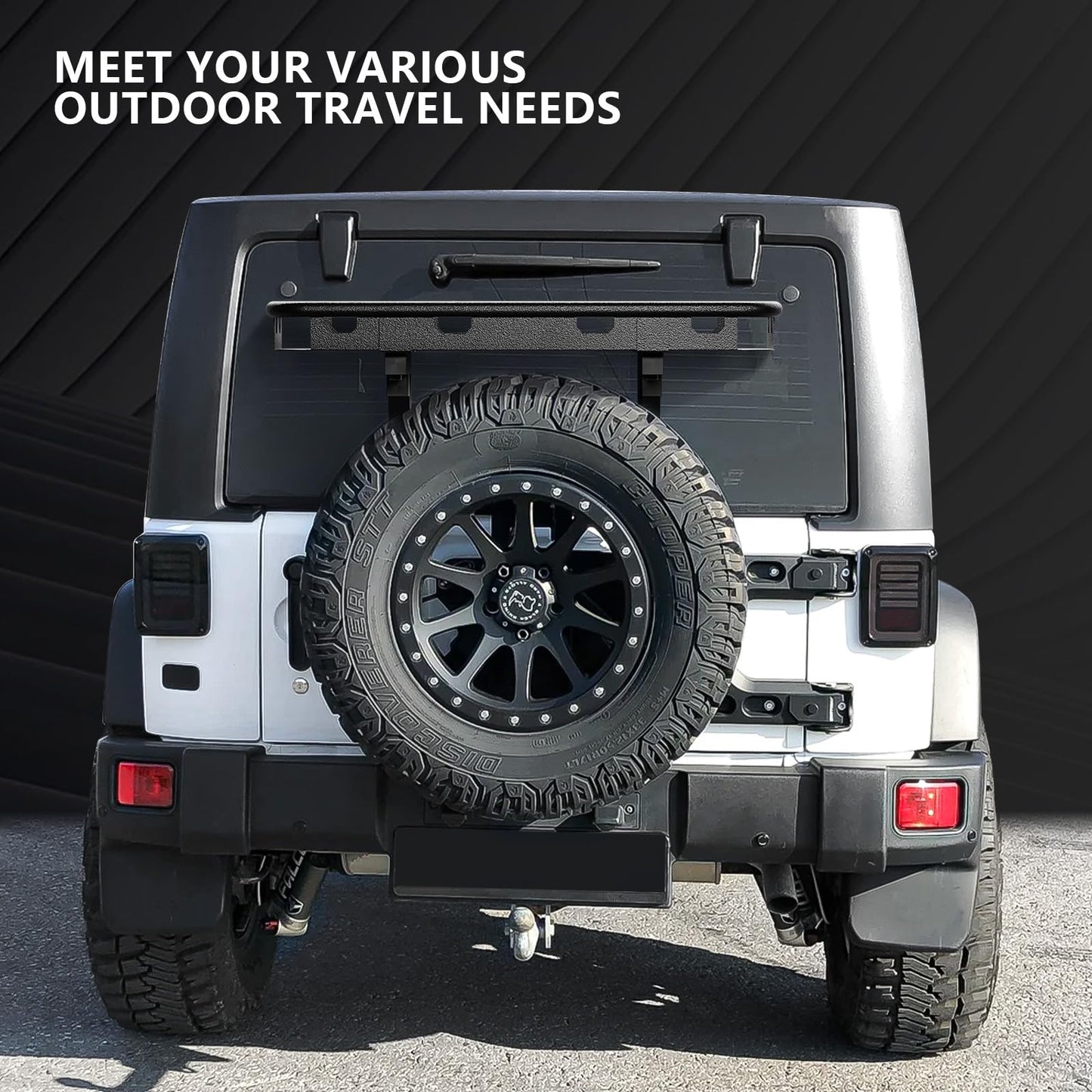 OBNAUX for Jeep Wrangler JK Spare Tire Cargo Rack Tailgate Compatible with 2007-2018 Jeep Wrangler JK & JKU Unlimited 2/4 Door, Rear Cargo Basket, Luggage Storage Carrier (Bolt-On)