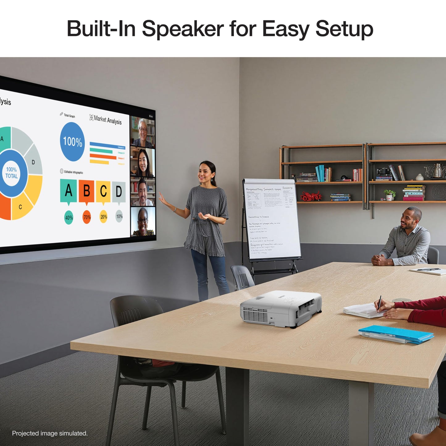 Epson EX3290 3-Chip 3LCD Widescreen WXGA Video Projector with Built-In Speaker, 4000 Lumens Color and White Brightness, 2x HDMI Ports