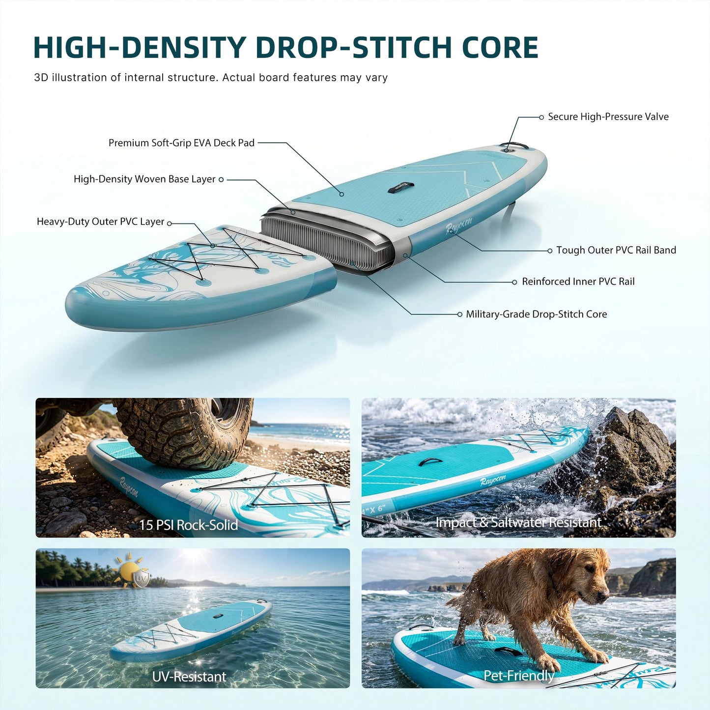 Inflatable Stand Up Paddle Board 11'×34" Extra Wide SUP, Ultra-Stable for Adults & Dog, 450lbs, Dual Chamber Pump, Fiberglass Paddle, Military Grade Dual Layer, Jellyfish Flow Design