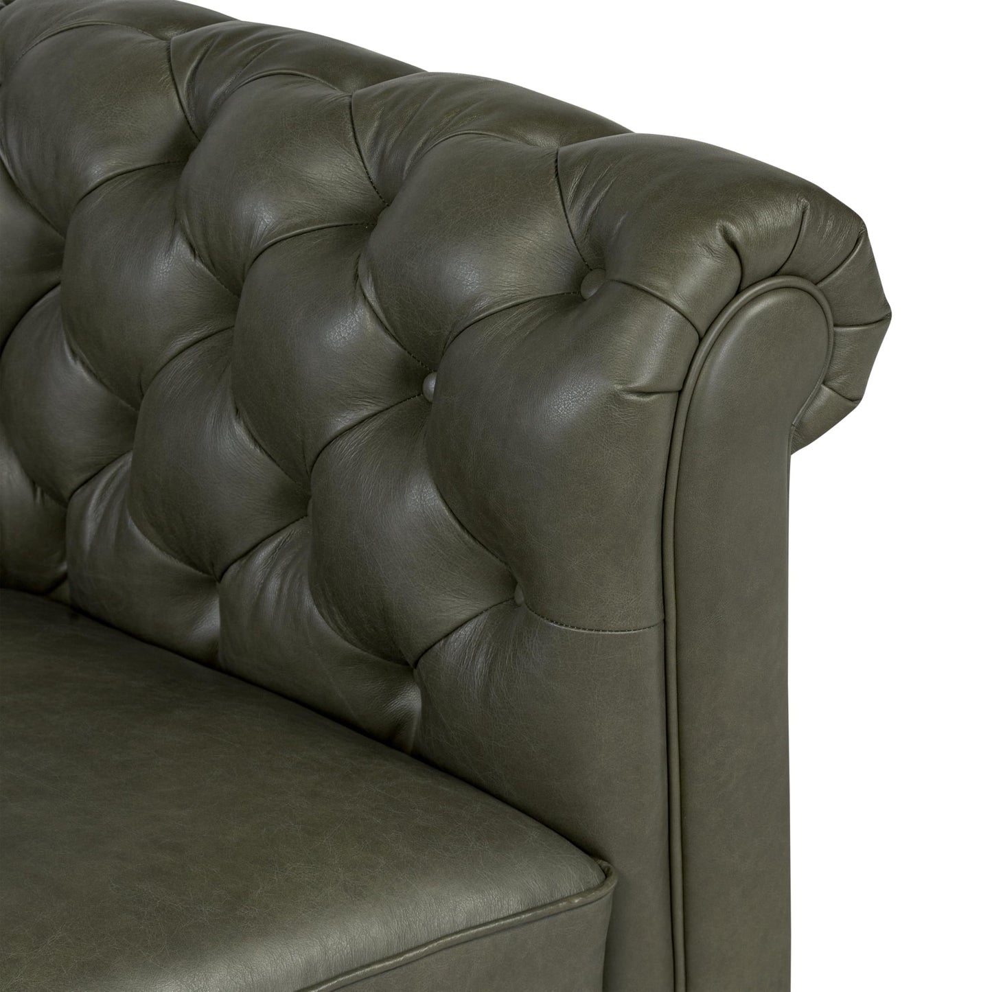 Poly & BARK Lyon Leather Couch - 87.4 Inch Sofa - Full-Grain Leather Sofa for Living Room with Feather-Down Topper - Living Room Couch - Vintage Italian Leather in Olivine Green