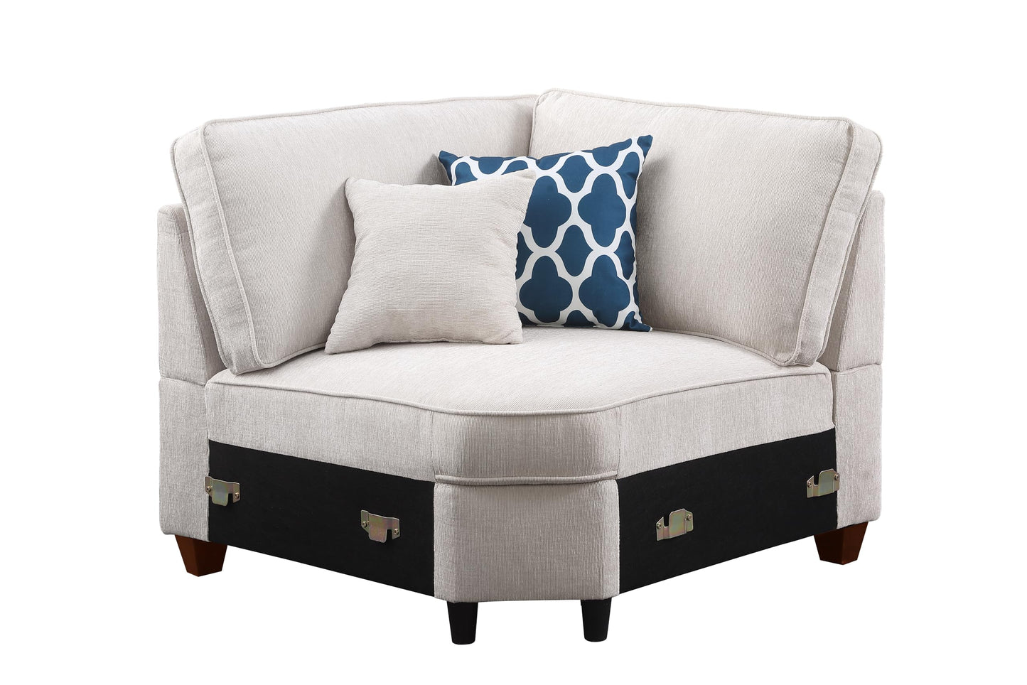 Ball & Cast 127" L-Shaped Sectional Couches for Living Room with Movable Ottoman,2 Cup Holders & USB Ports,7 Seat Chenille Upholstered Sofa W/6 Throw Pillows & Hidden Storage Box,DIY Combination,Beige