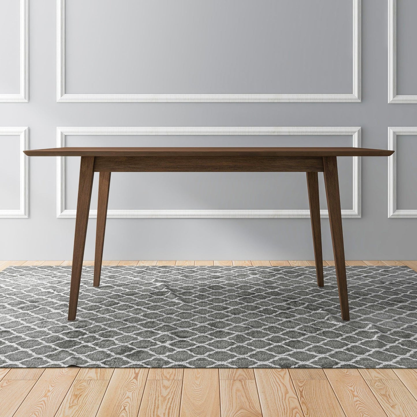 GDFStudio Solid Wood Rustic Dining Table, Modern Rectangular Dinner Table for 4-6, Kitchen and Dining Room Furniture with Beveled Edges, Mid-Century Style Home Furniture, Easy Assembly, Brown 63" W