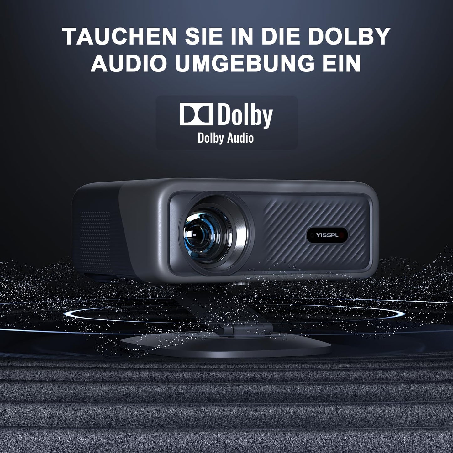 [Officially-Licensed APP & 2500ANSI] 4K Projector with WiFi and Bluetooth,3D Dolby Audio and Auto Focus Smart Projector,Outdoor Movie Home Theater Proyector with Omni-Adjustable Stand (grey)