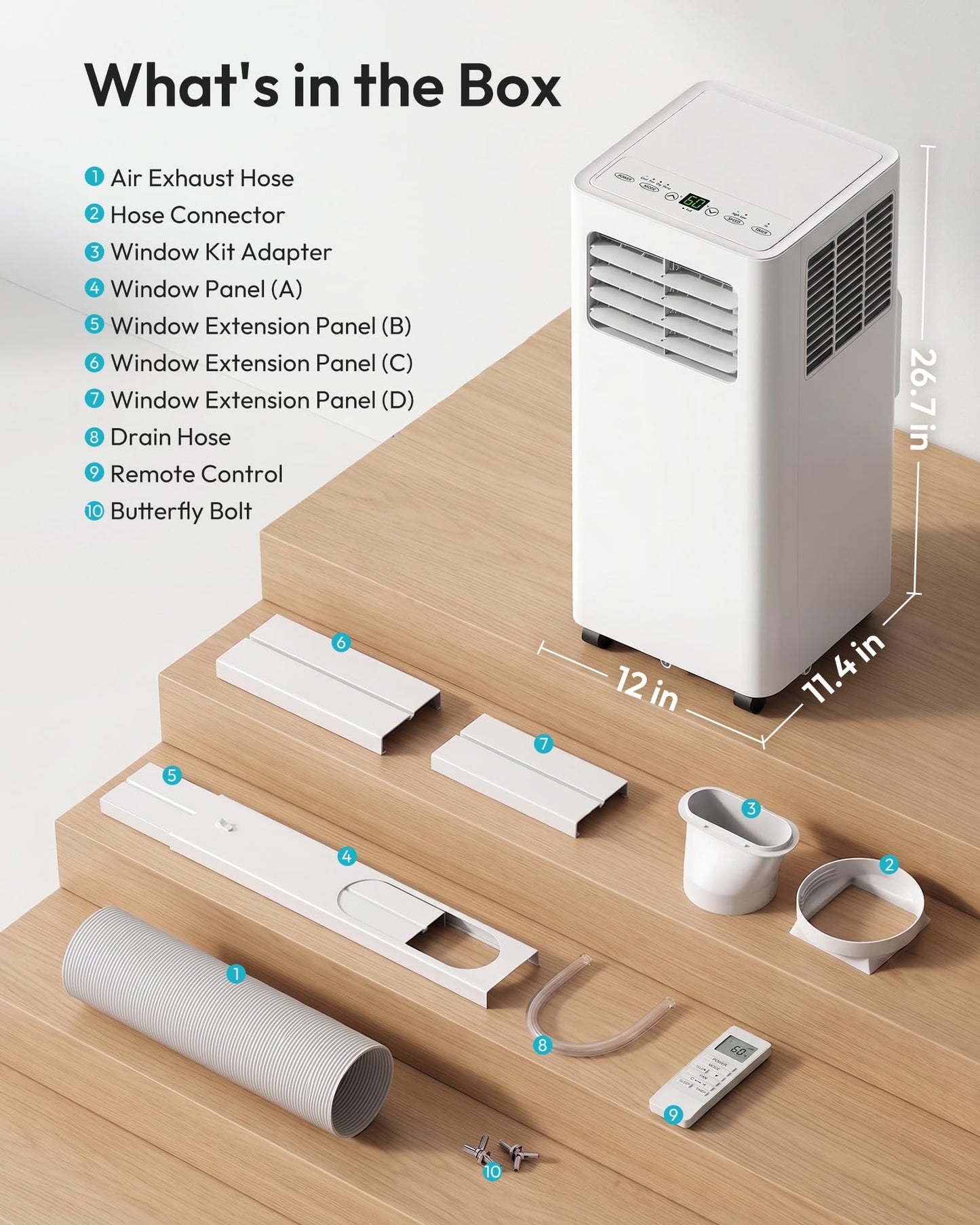 EUHOMY 14,000 BTU Portable Air Conditioners, 5-in-1 Portable AC Unit with Cool, Heat, Dehumidifier, Fan, Sleep Mode, 650 Sq.Ft. with 350 CFM Airflow, App/Remote Control, 24H Timer Quiet AC for Bedroom