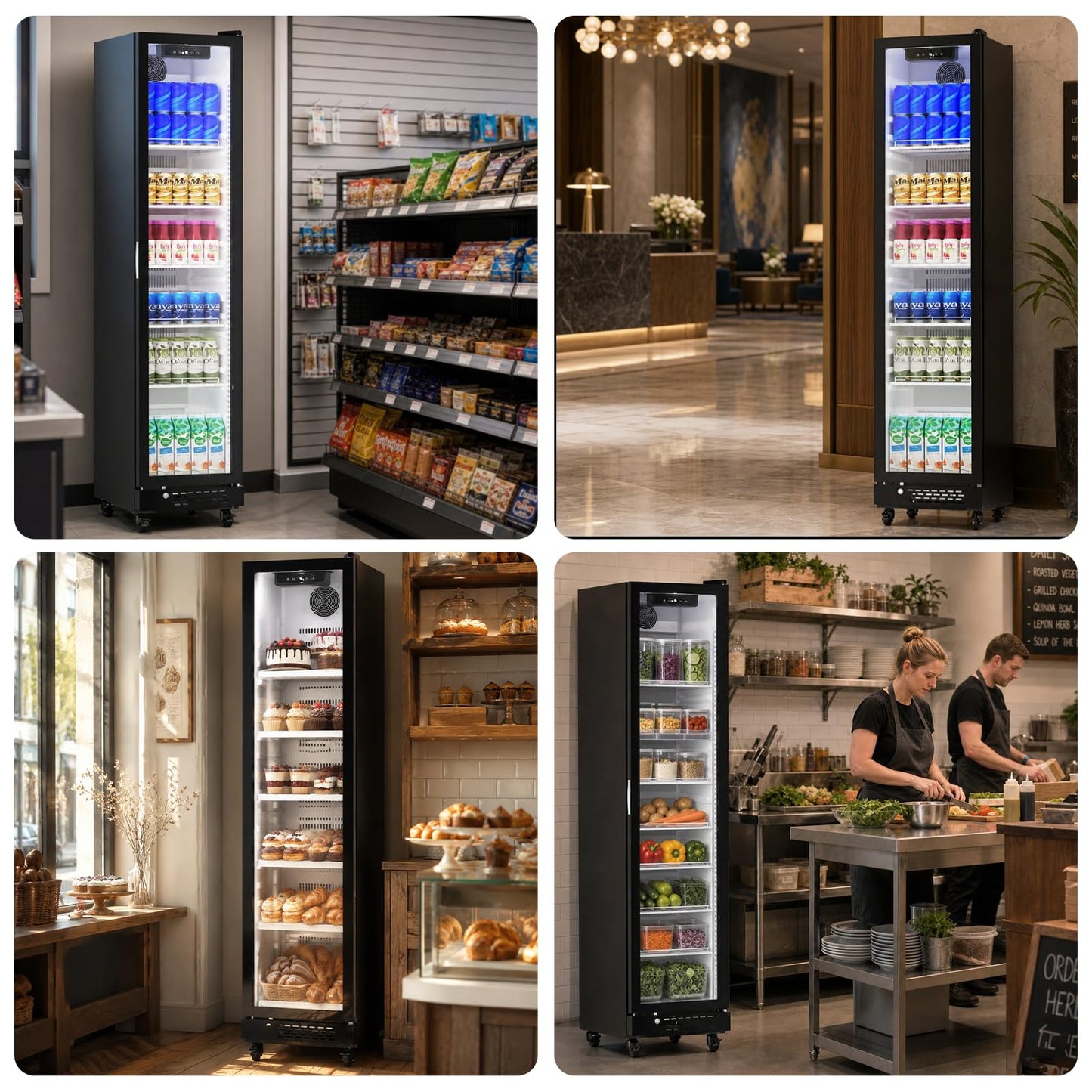 Electactic Wine Refrigerator 8.3 Cu.Ft Glass Door Beverage Cooler Freestanding Refrigerator Counter Commercial Merchandiser w/Large Capacity Advanced Cooling System LED Light Adjustable Shelves Black