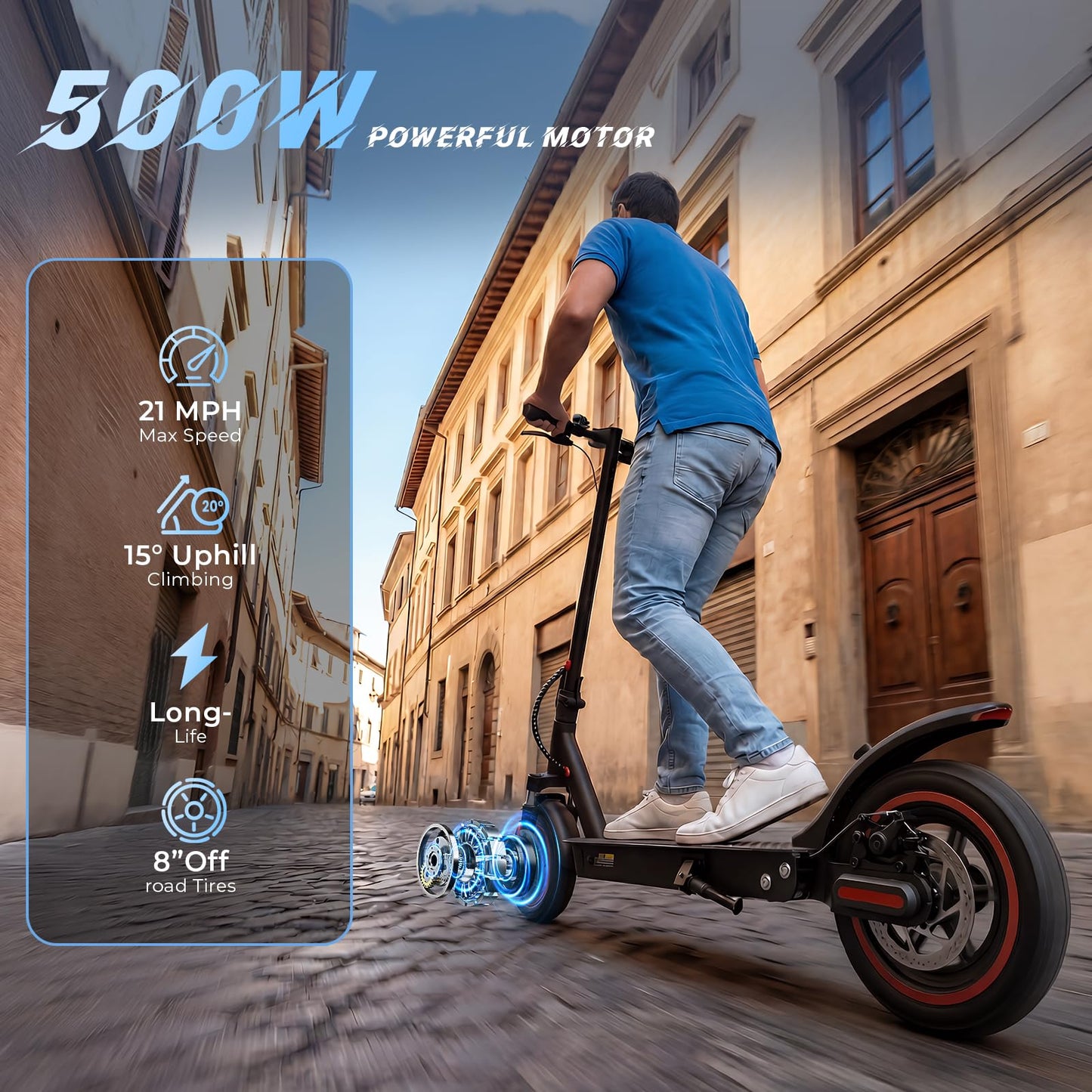 HopCycle Electric Scooters - Electric Scooter Adults, 1200W/1000W/500W Motor, 28/25/21/18 MPH Top Speed, 10''/8.5'' Tires, 28/25/23/21Miles, APP Control E Scooter for Teens Black Red