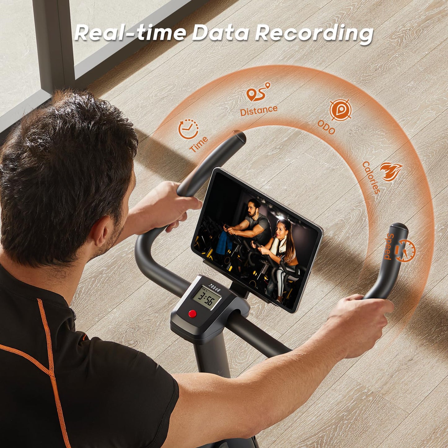 HitGo Exercise Bike, Magnetic Resistance/Brake Pad Stationary Bike with Exclusive App, 300lb Weight Capacity Indoor Bike with Soft Seat Cushion, Silent Belt Drive, Heavy Flywheel and LCD Monitor