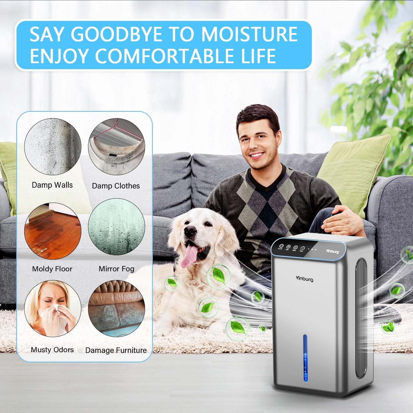 Dehumidifier for Basement (85 OZ, 800 sq ft) Quiet Dehumidifiers for Home, Auto Shut-Off, Sleep Mode, 3 Gear Timer(8H,16H,24H), Small Dehumidifier for Bedroom, Bathroom with Drain Hose(Milky Sliver)