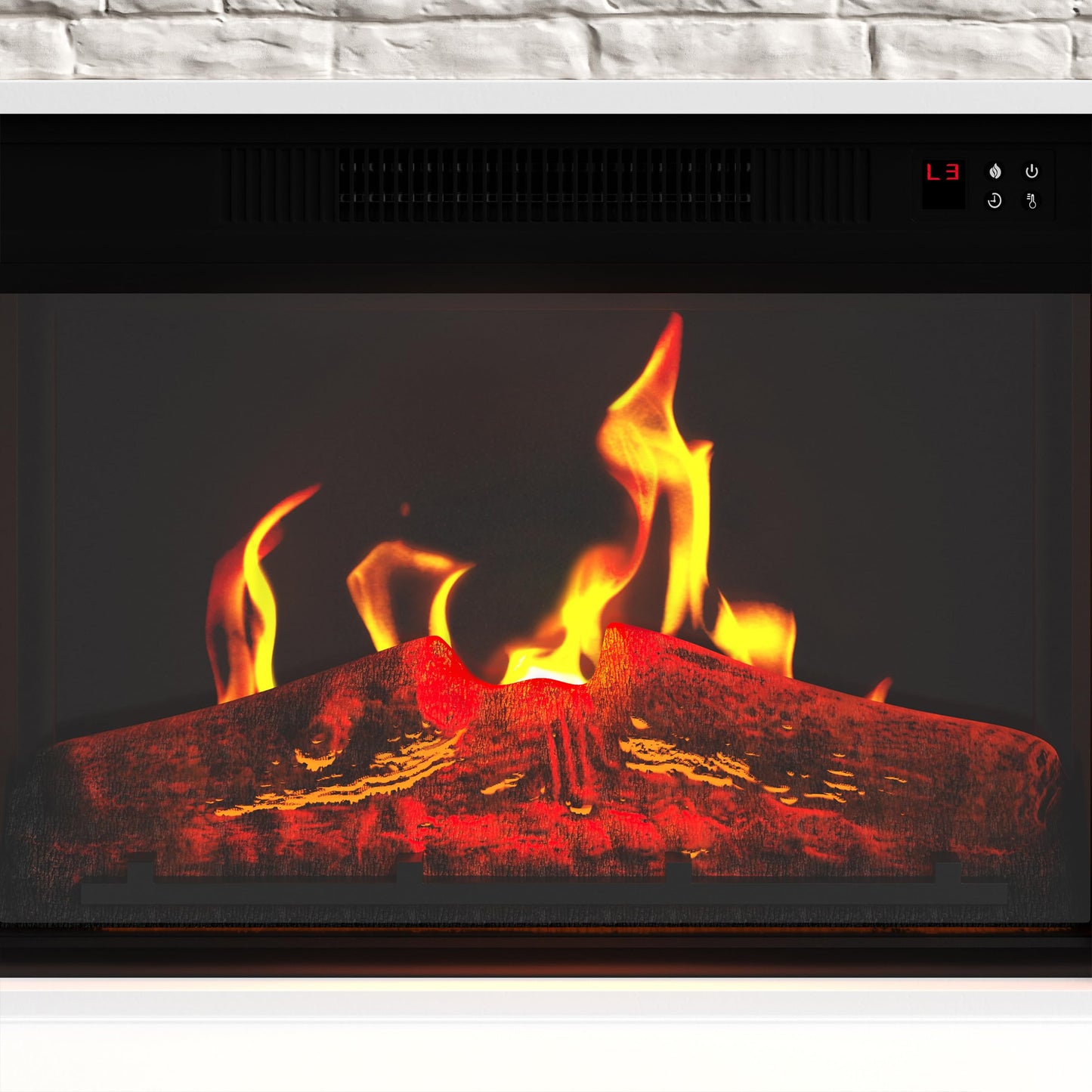 Electric Fireplace with Mantel - Freestanding Heater with Remote Control, Light-Adjustable LED Flames, and Faux Logs and Stones by Northwest (White)