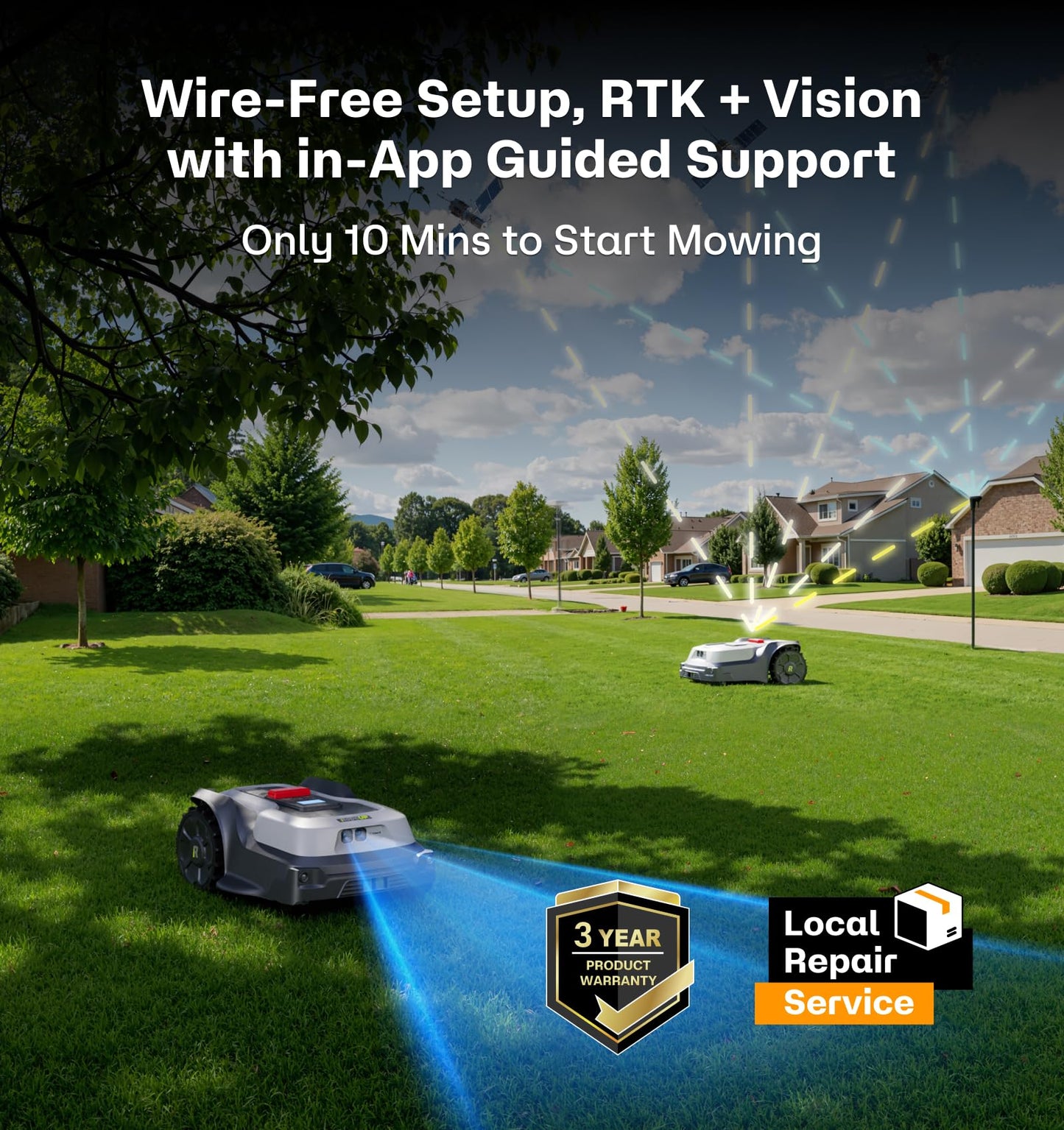RoboUP T1200Pro Wire-Free Robot Lawn Mower, Automatic Robotic Mower for 0.37 Acre, RTK+Vision, AI Obstacle Avoidance, 1.18"-2.36" Adjustable Cutting Height, Unlimited Multi-Zone Mowing Robotic Mower