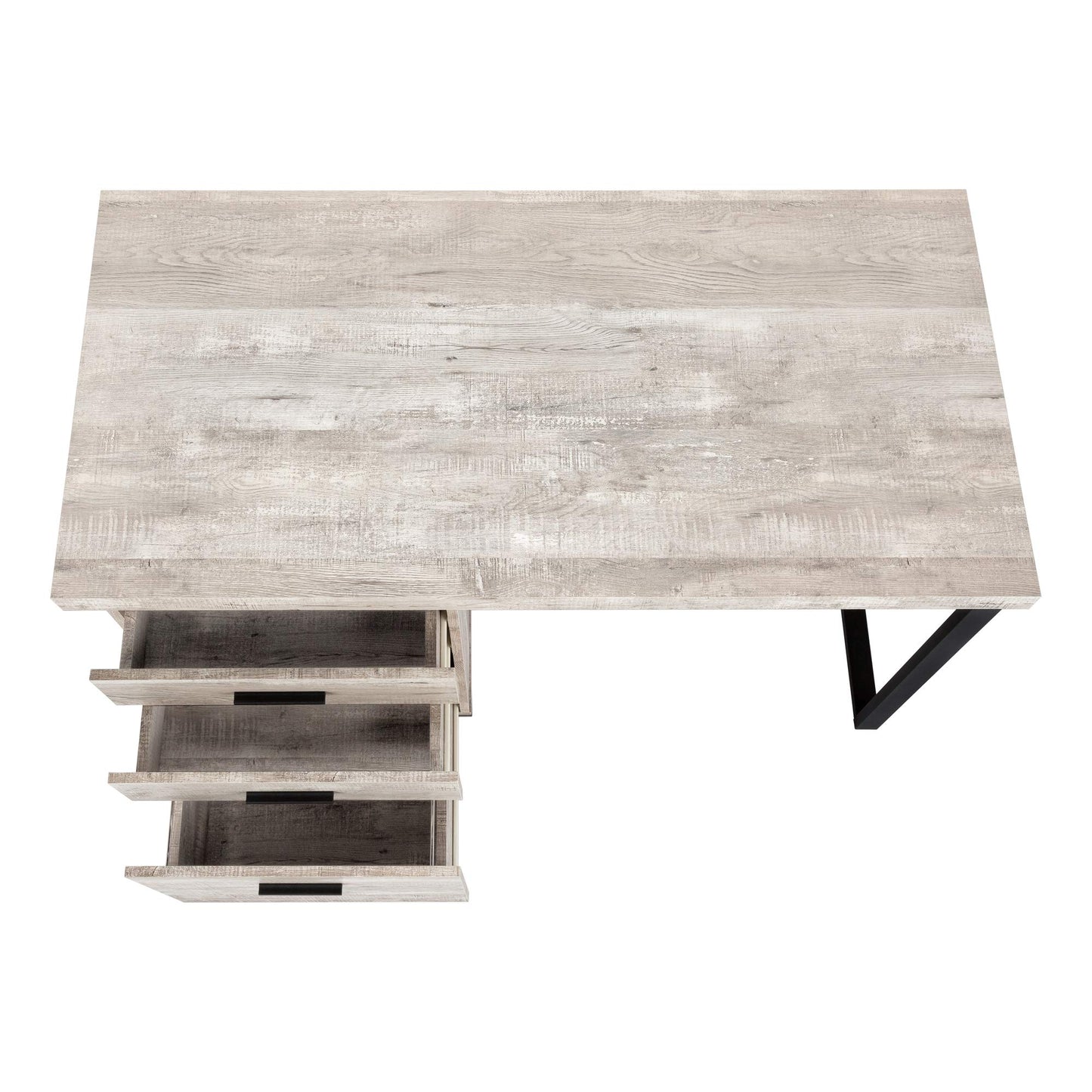 Monarch Specialties Computer Desk with File Cabinet - Left or Right Set- Up - 48"L (Taupe Reclaimed Wood Look),