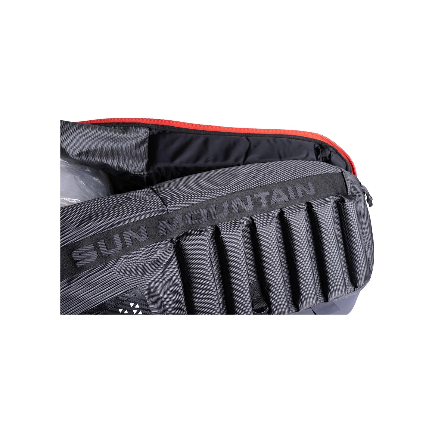 Sun Mountain Kube Golf Travel Bag, 2-Wheel Rolling System-Compact Storage Case, Steel Black Rush Red