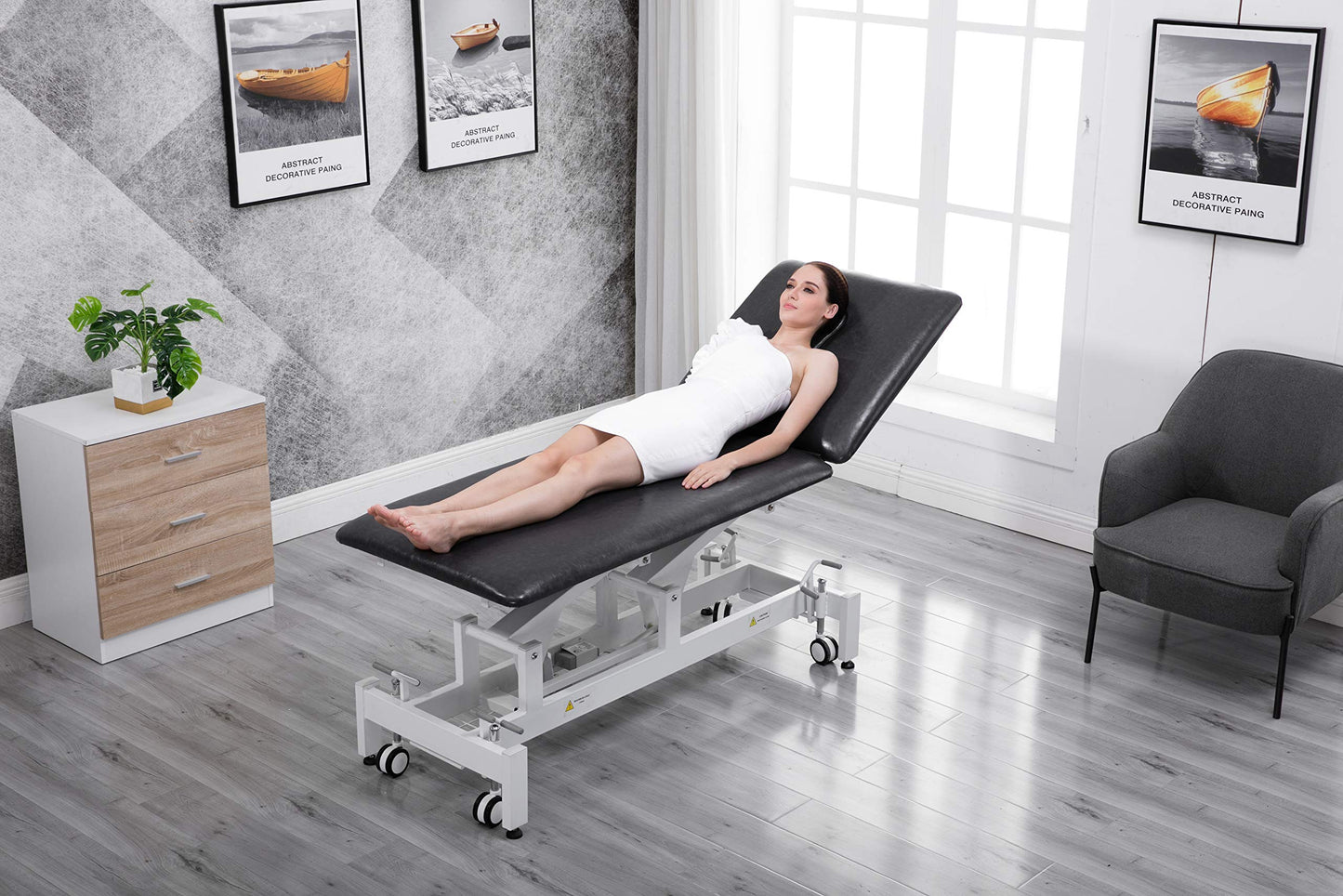 homeLyD Physical Therapy Table Hi-Lo Adjustable 2 Section PT Treatment Table,Ultra Comfortable Foot Control Facial Salon SPA Bed for Massage and Acupuncture (Blue)