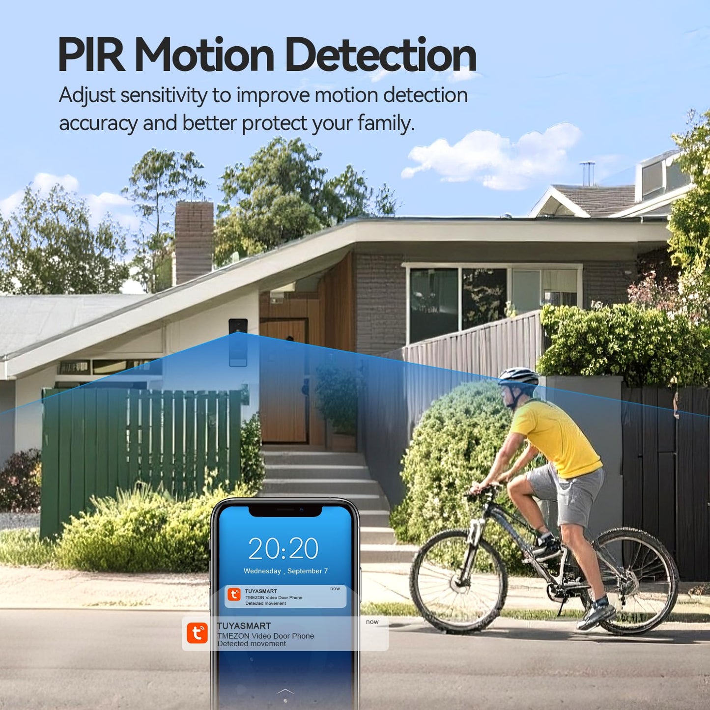 TMEZON Solar Panel Wireless WiFi Video Doorbell Camera with 7'' Touch Screen Monitor, 1080P, Motion Detection, No Monthly Fees, Tuya APP, 2.4G/5G WiFi, Doorbell Intercom System