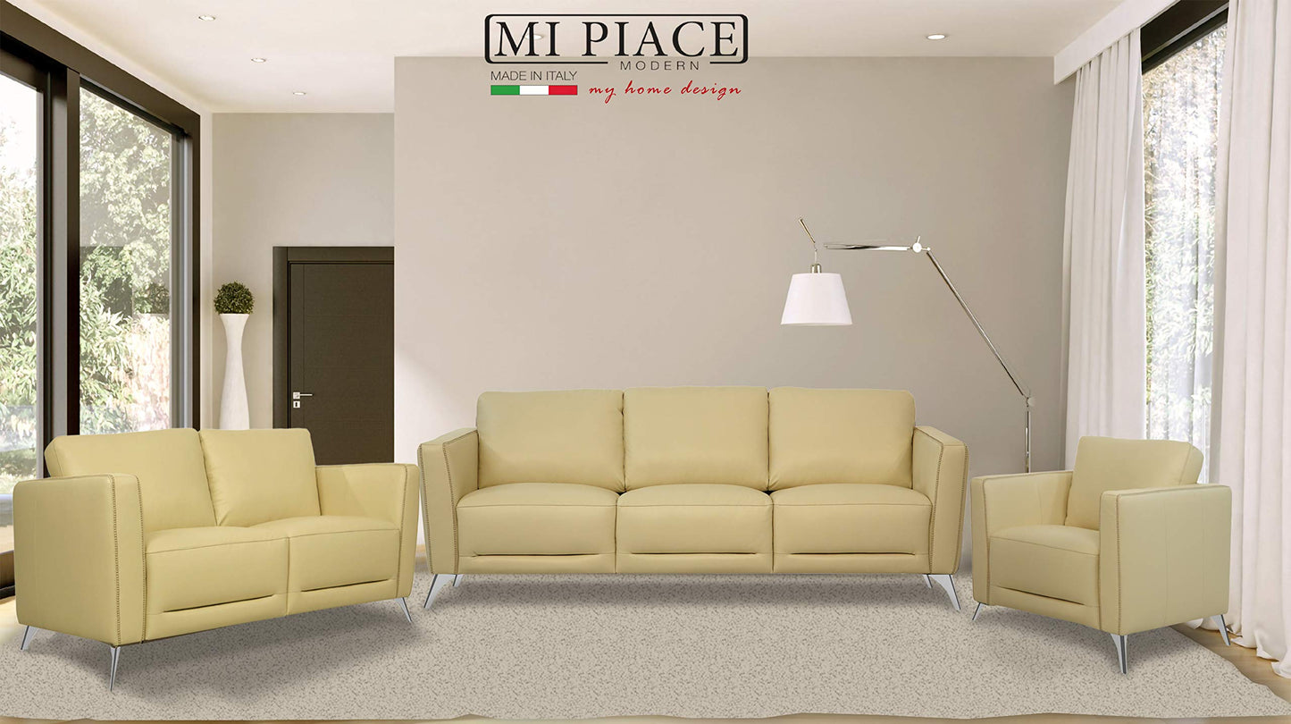 Acme Malaga Leather Loveseat in Cream