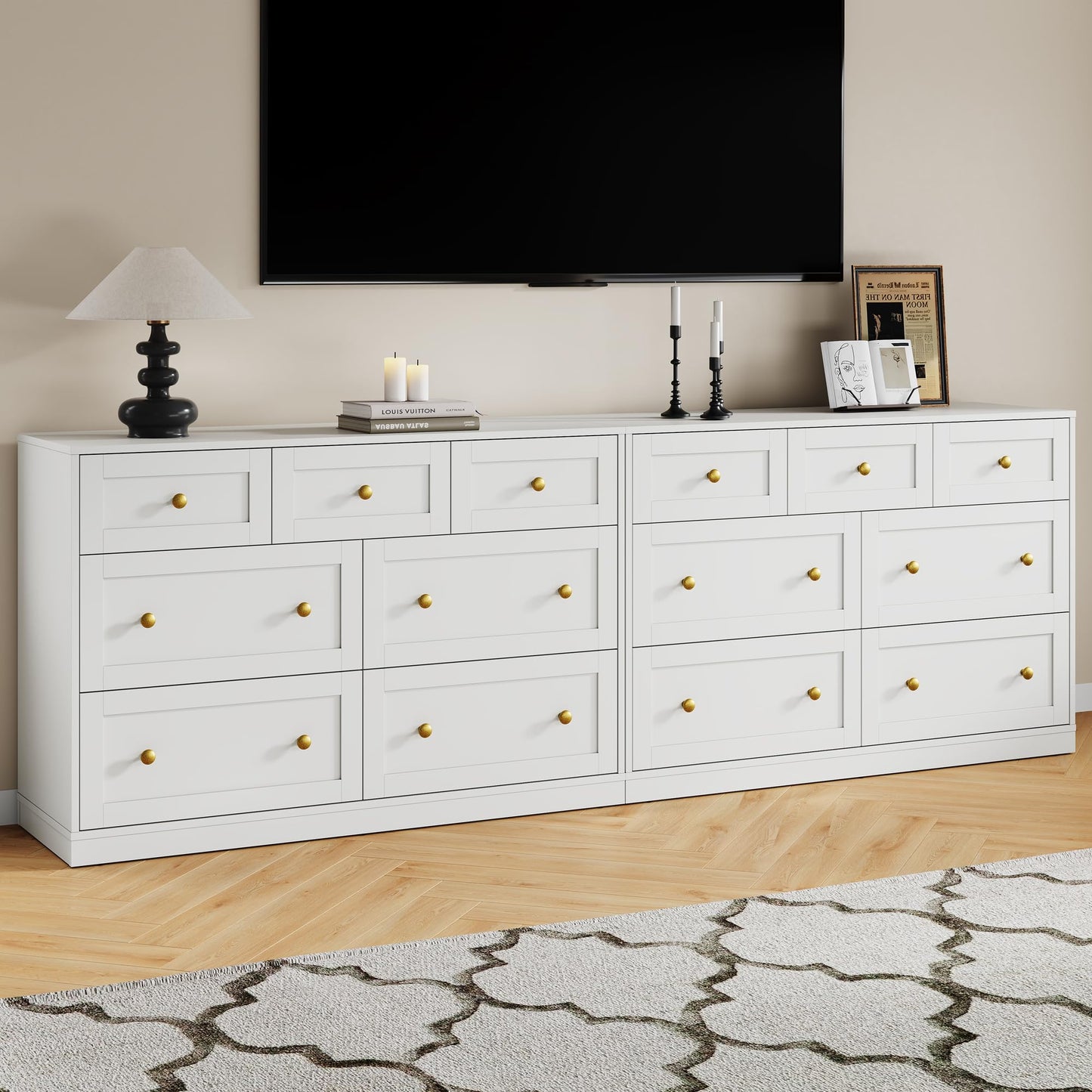 RoyalCraft 7 Drawer Dresser, White Dresser for Bedroom, Wood Chest of Drawers, Modern Dresser TV Stand for Living Room, Closet, Entryway