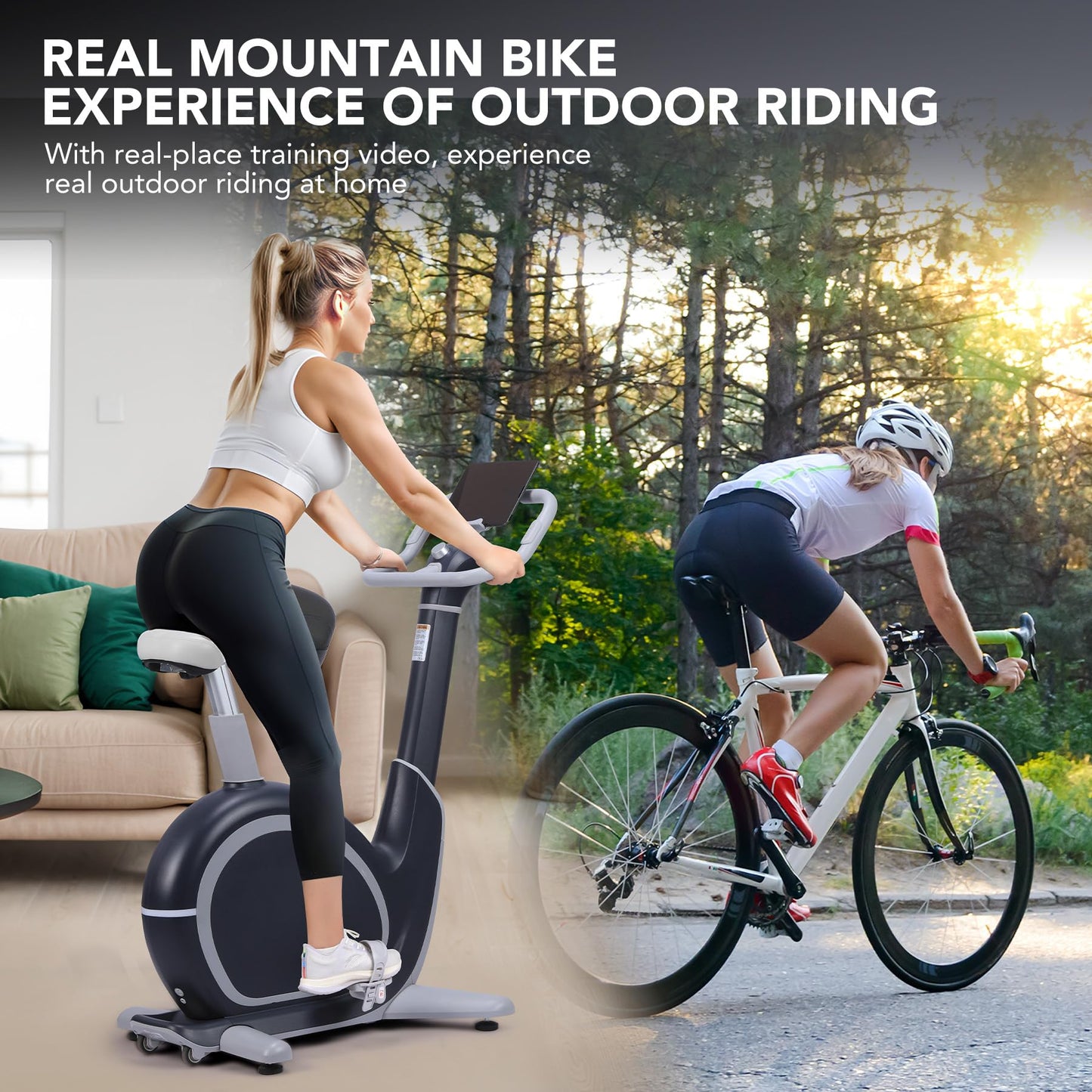 MERXENG Magnetic Exercise Bike for Home, Electric Lifting Smart Fitness Bike with 350 Lbs Capacity, APP Connectivity & Ultra-Quiet Drive, Indoor Cycling Bike for Cardio Workout, Black