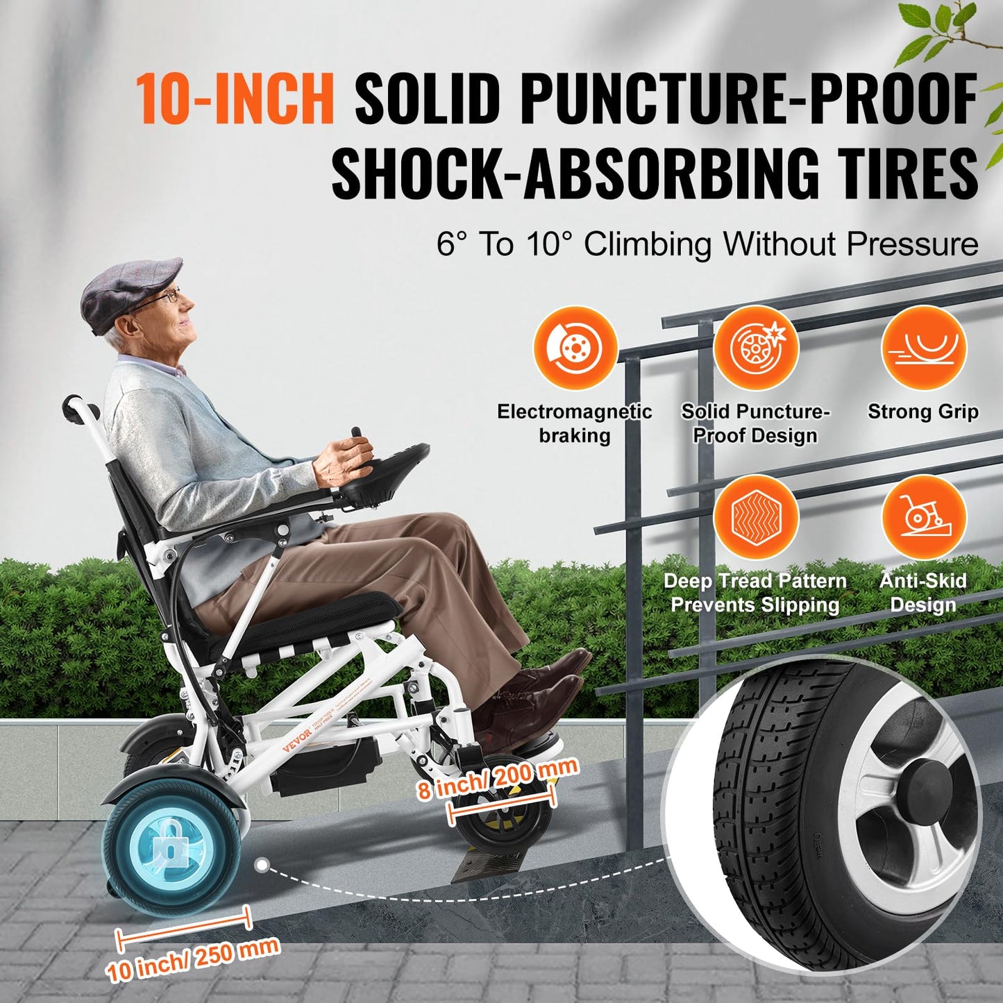 VEVOR Electric Wheelchair for Adults Seniors, 300 lbs Weight Capacity, 20 in Width Lightweight Foldable Motorized Power Wheelchairs, Long Range All Terrain Aluminum Alloy Chair
