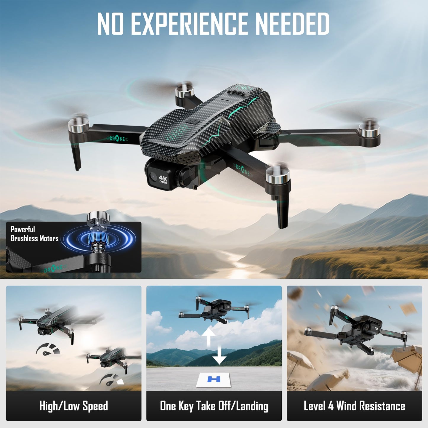 GPS Drone with 4K Camera for Adults, FPV RC Quadcopter, 5-inch LCD Tablet Screen, Auto Return, GPS Follow, Circle Fly, 60-min Flight Time,Brushless Motor, Lightweight Foldable Drone for Beginners
