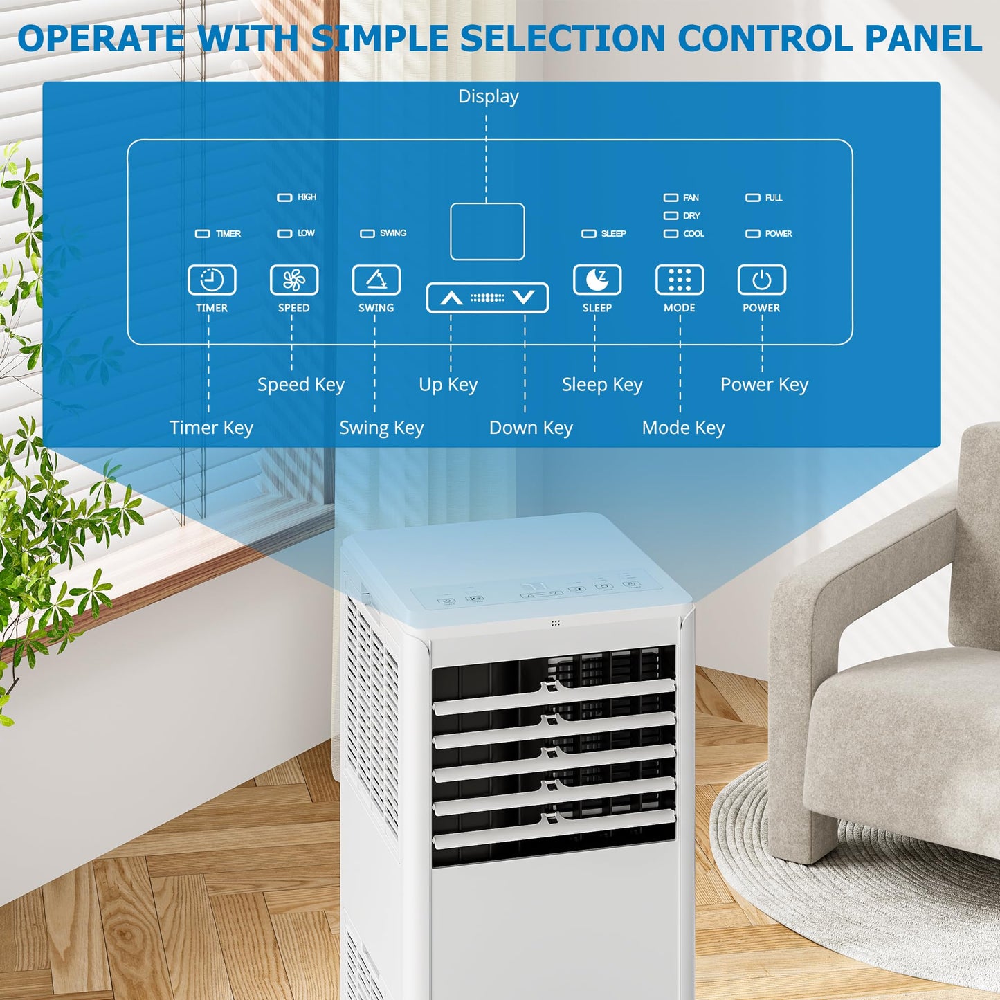 GARVEE 8000 BTU Portable Air Conditioners with Remote Control for Rooms, 3 in 1 Portable AC Unit with Cooling/Dehumidifying/Fan Mode