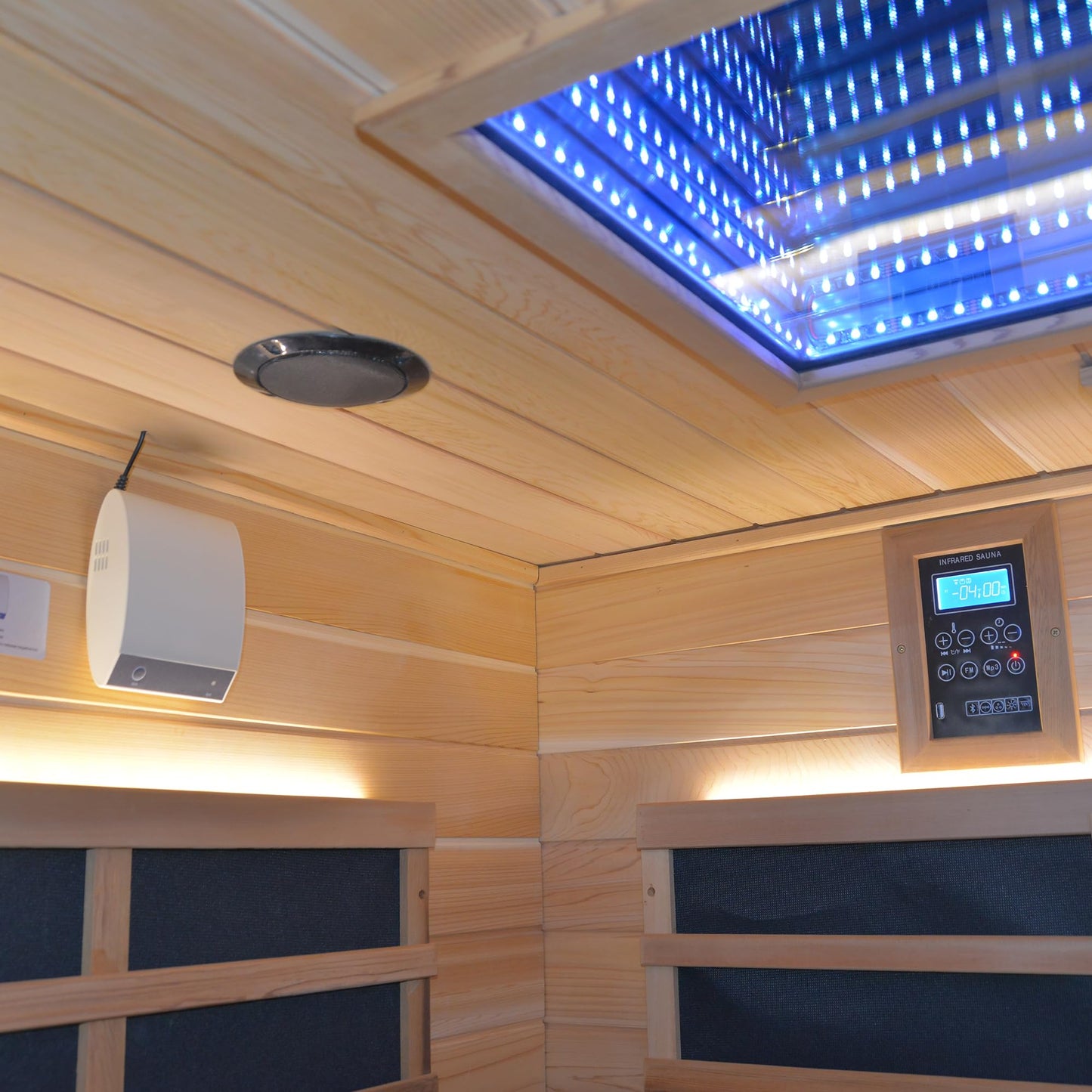 Netwboz Outdoor Sauna for 4 People, 2600W Cedar & Fir Wood Backyard Cabin with 11 Heaters, Large Family Spa Room with Abyss Lamp