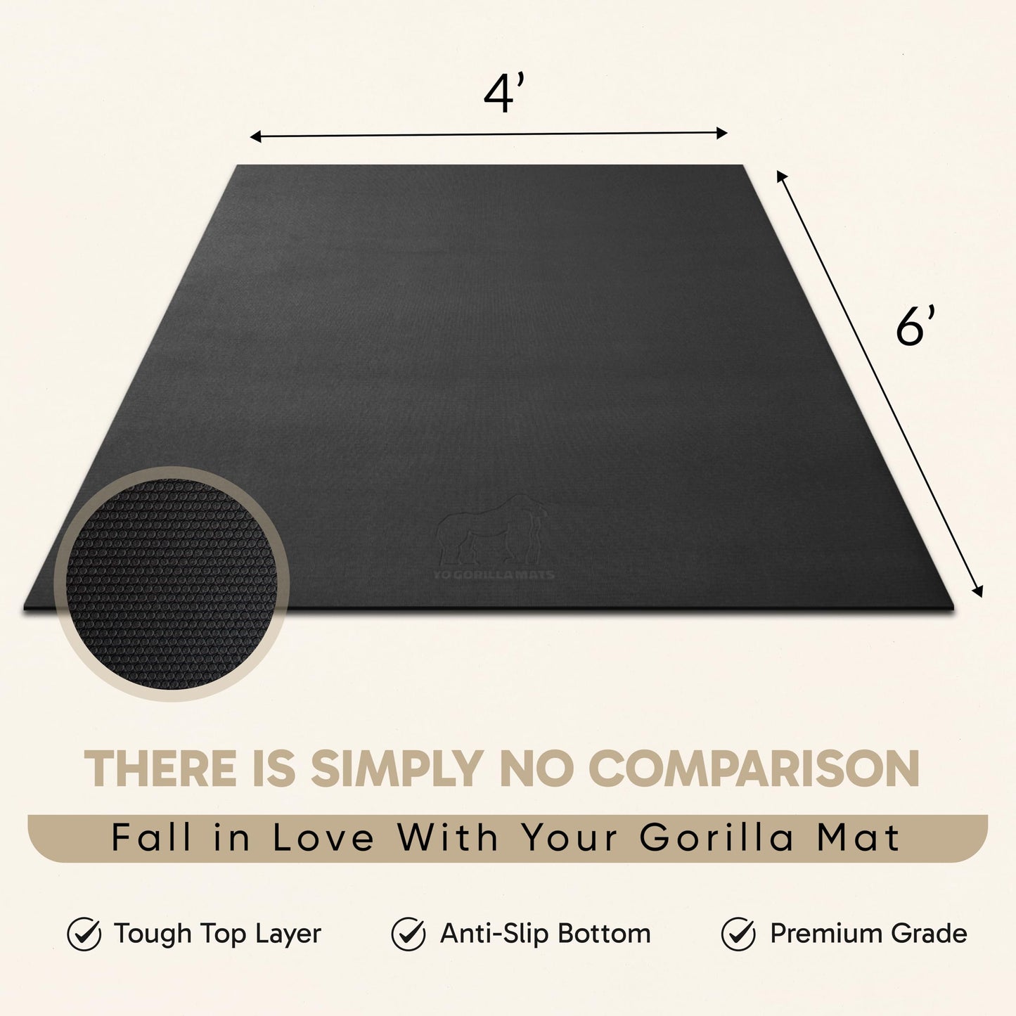 Gorilla Mats Large Exercise Mat – 6' x 4' x 1/4" – Ultra Durable Thick Workout Mat for Home Gym Flooring – Non-Slip, Flat, Fitness, Yoga & Weight Lifting Floor Mat – Shoe Friendly