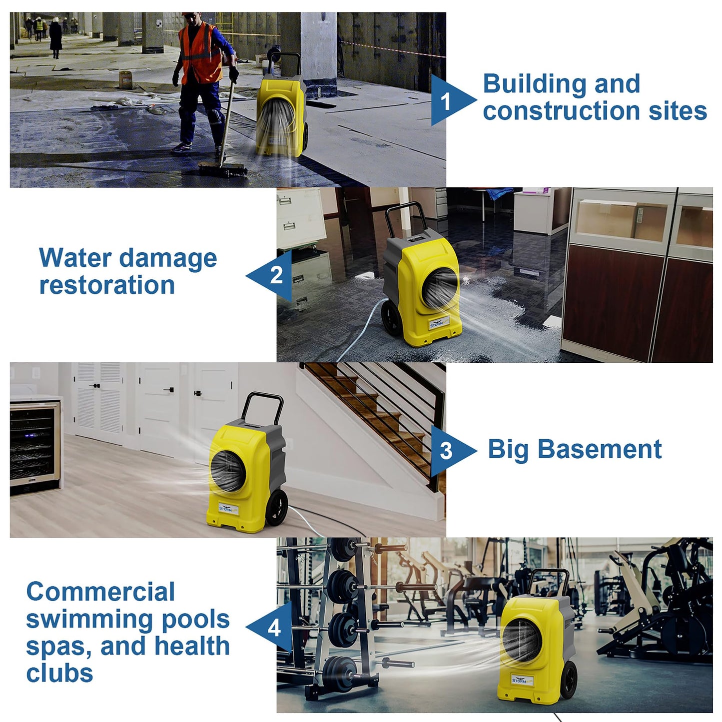 AlorAir 270 Pints Commercial Dehumidifiers for Large Room or Basements, Industrial Large Dehumidifier with Pump and Drain Hose, Dehumidifiers with Smart Wi-Fi, Manufacturer's 5 Years Warranty, Yellow