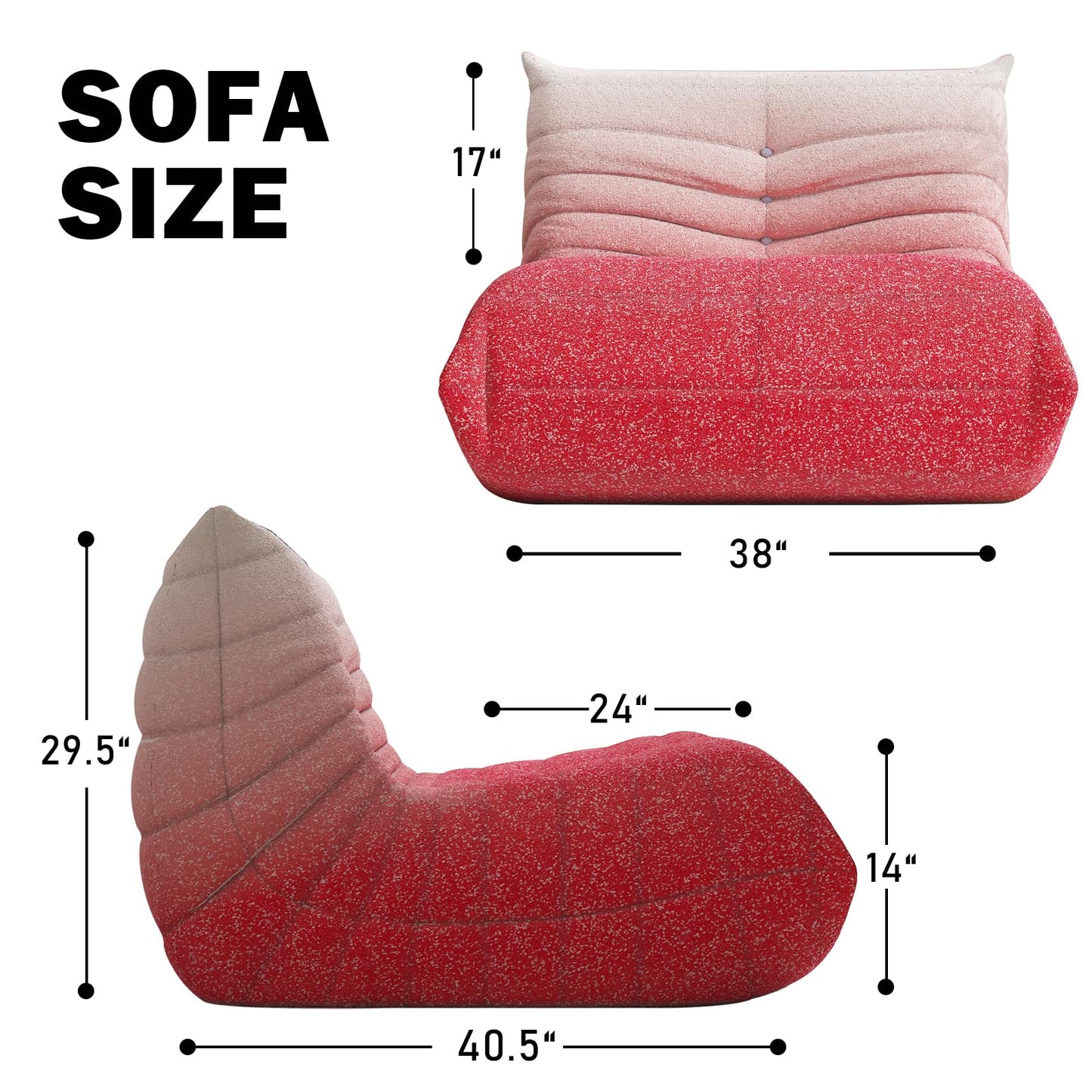 Bean Bag Chair, Fireside Chair Bean Bag Sofa Large Bean Bag Chair for Adults, Bean Bag Chairs for Teens with High Density Comfortable Foam, Memory Foam Bean Bag for Living Room, Bedroom (Pink&White)