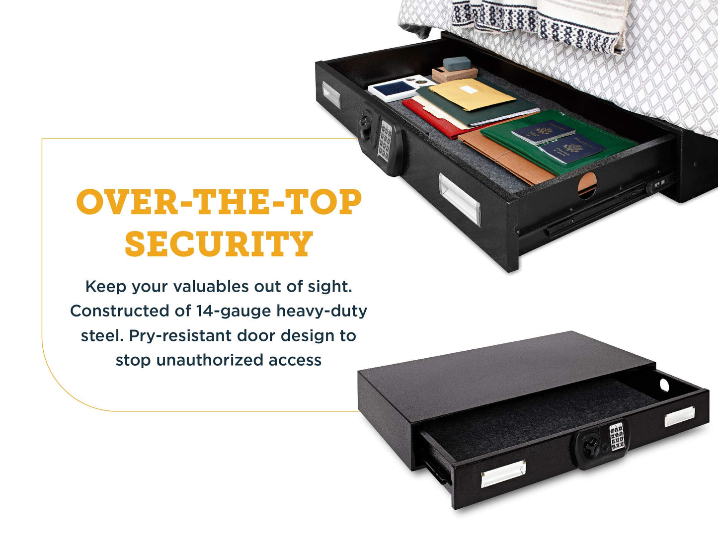 SnapSafe Under Bed Safe, Large – Under Bed Gun Safe for Firearms, Ammunition and Valuables – Fits in Trunk of Small SUVs – Easy Access, Out of Sight, Space Saving – Black, 40 x 6 x 22 Inches