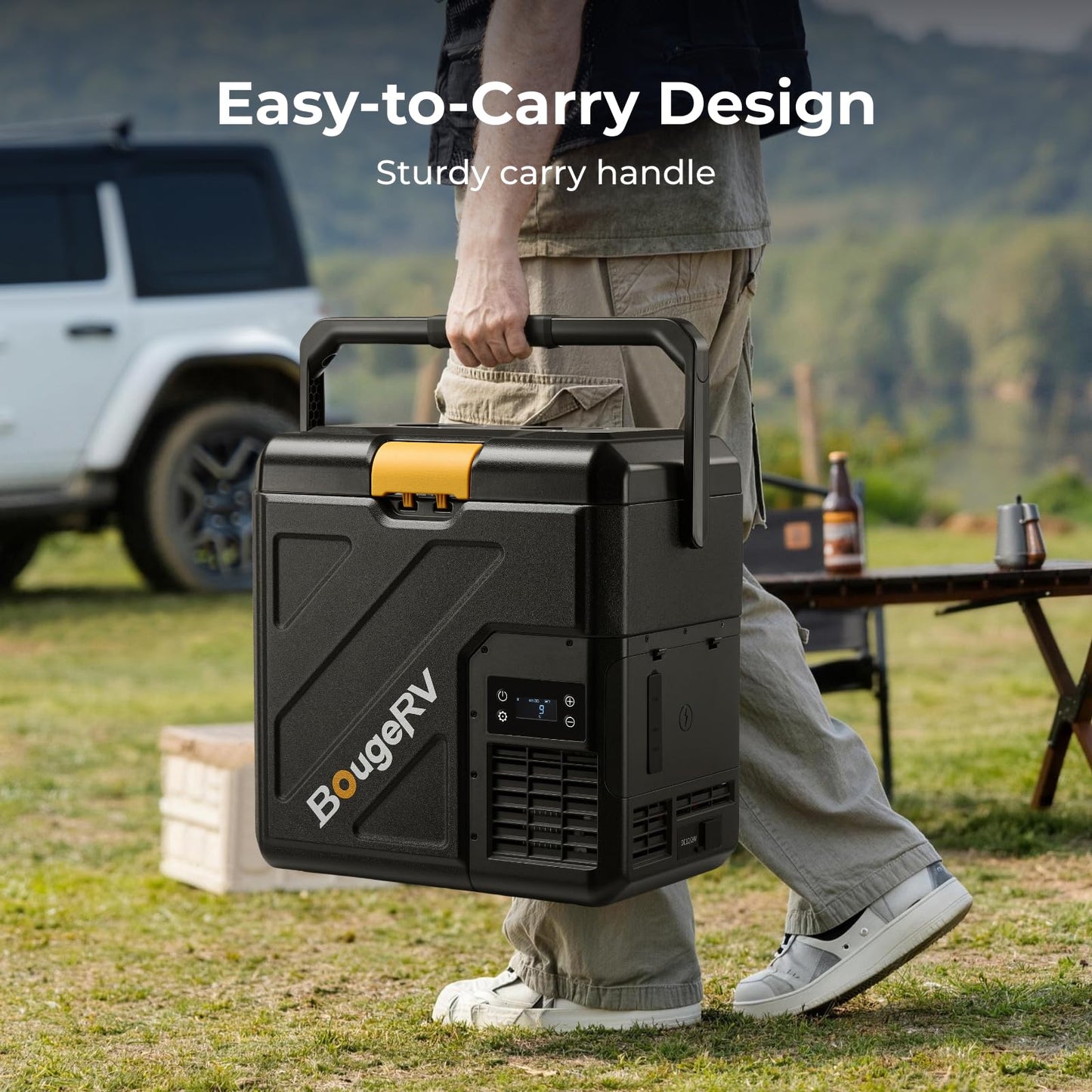 BougeRV 12 Volt Refrigerator, 21QT Car Fridge, 20L Portable Freezer, -4~68℉, 12/24V DC, 110~240V AC, Ideal for 2 People, Road Trips, Truck, Camping(2026 New Model: CRH20)