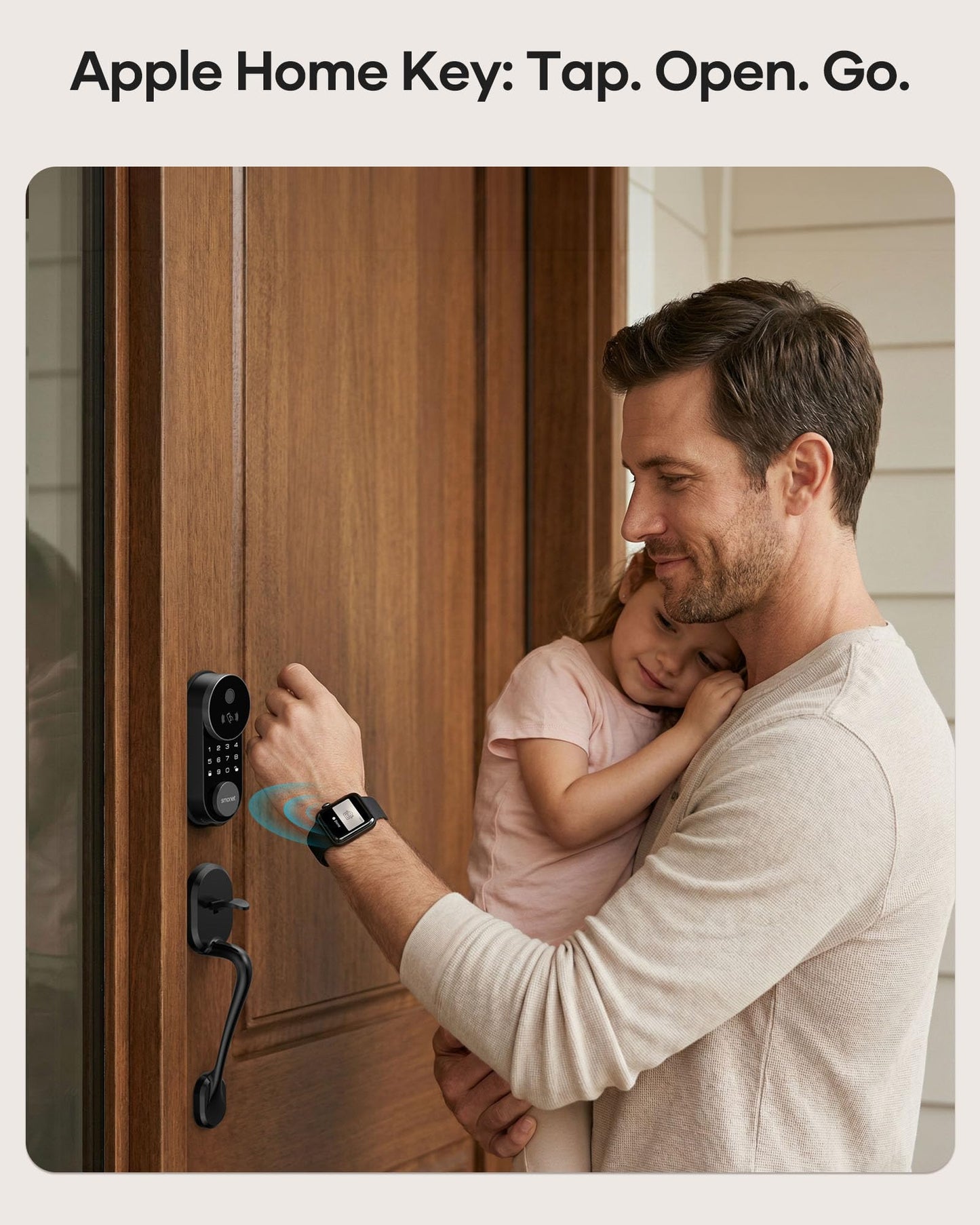 Smart Lock AH1, SMONET Fingerprint Keyless Entry Door Lock with Apple Home Key, WiFi Front Door Deadbolt Touchscreen Keypad with App Remote Control Supports Apple HomeKit, Alexa, Google Assistant