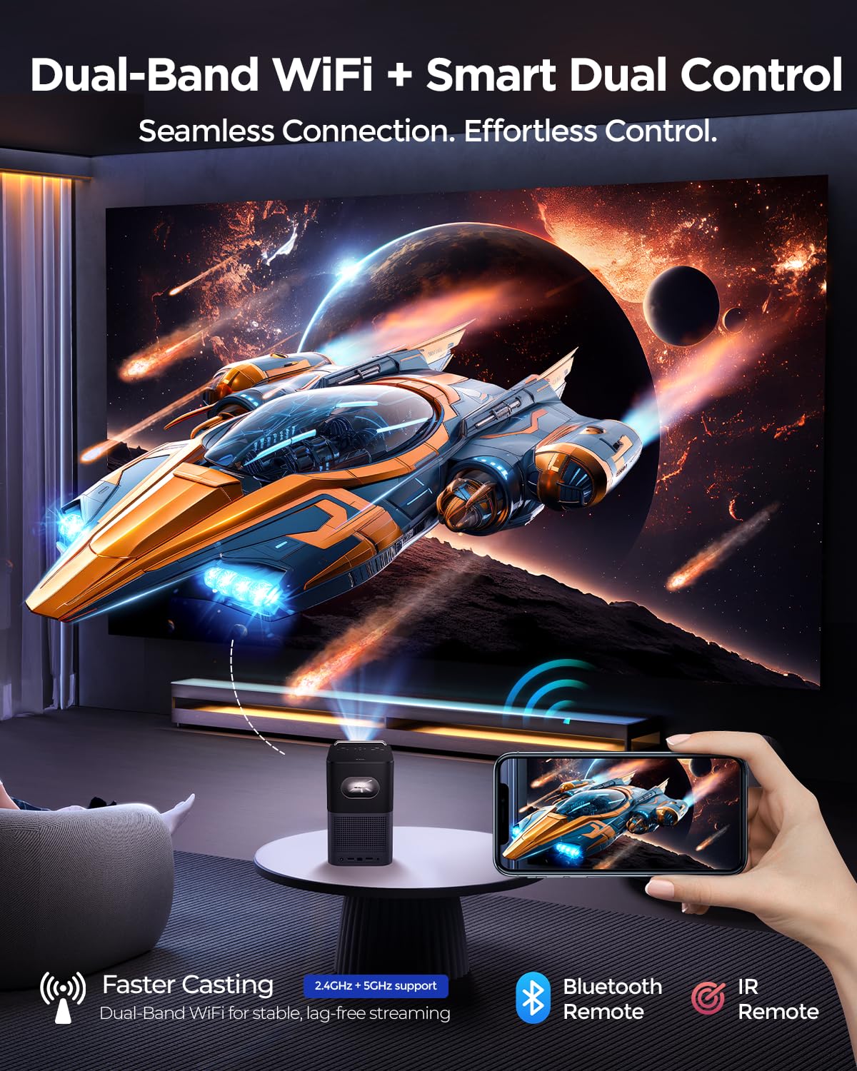 TCL A1s Smart Projector 4K Support, Compatible with Google TV & Netflix, WIFI and Bluetooth, Auto Focus Keystone, Native 1080p, 16W Dolby Audio, Movie Projector for Home Theater with Portable Case