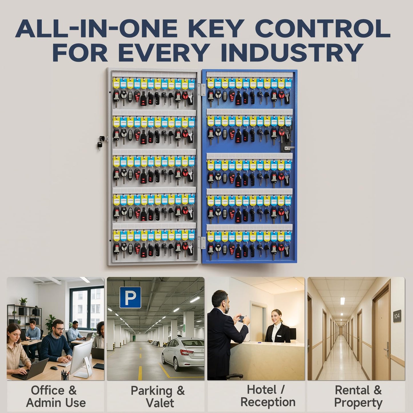 WeHere 120 Key Lock Box, Smart Key Cabinet with Key Management System, App, Bluetooth, Dynamic/Static Password, WiFi Unlock(Sold Separately), Wall-Mount Commercial Key Storage Box for Office, School