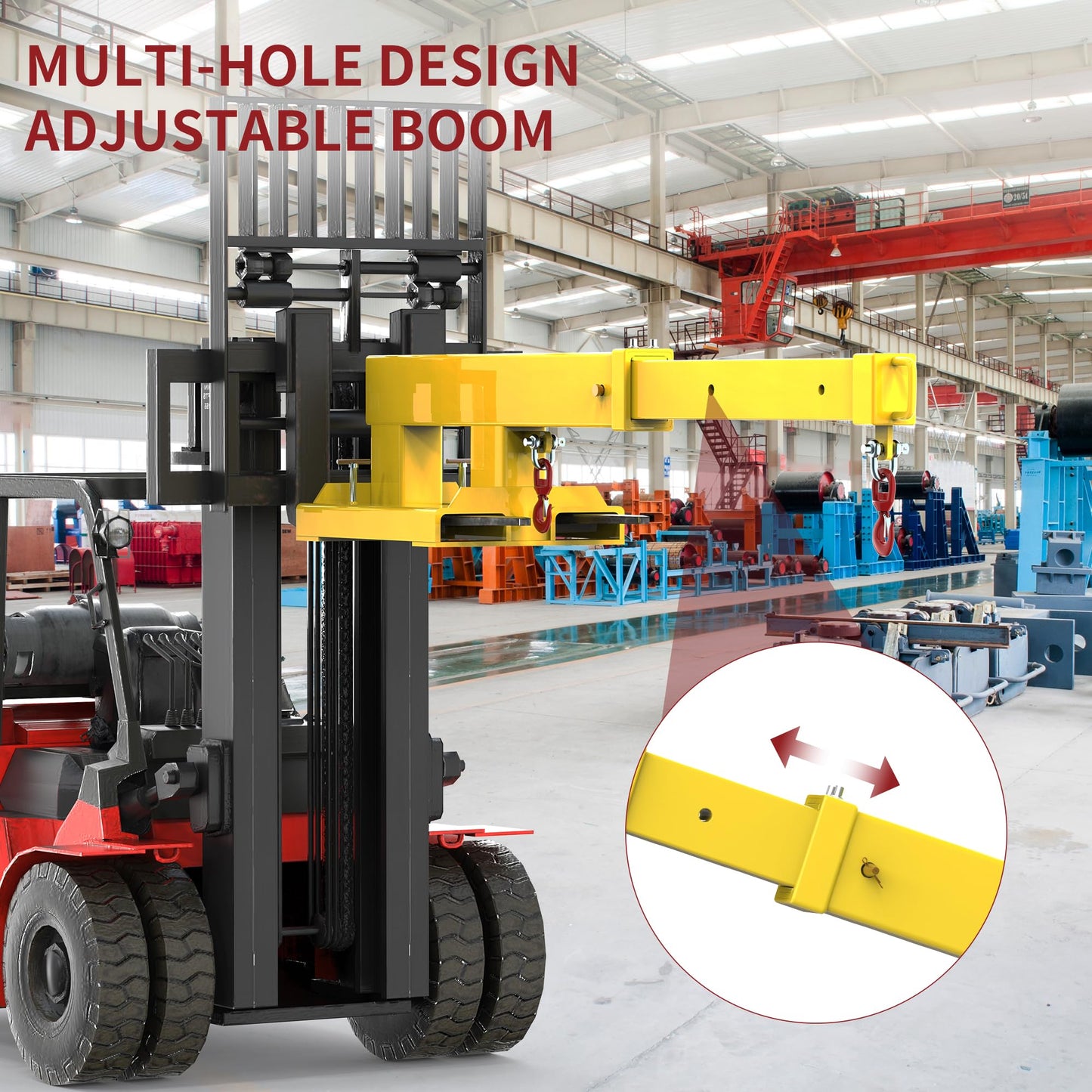 YITAMOTOR Fork Mounted Telescoping Crane Jib Boom 5500lb Lift Capacity, Manual Telescopes 31in-79in for Warehouse or Factories