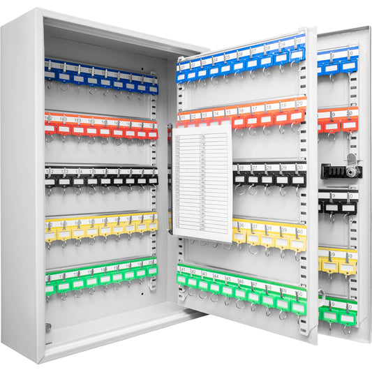 Barska 200-Position Key Cabinet Lock Box – Combination Lock, Adjustable Numbered Hooks, Color-Coded Key Tags, Steel Construction – Gray Finish