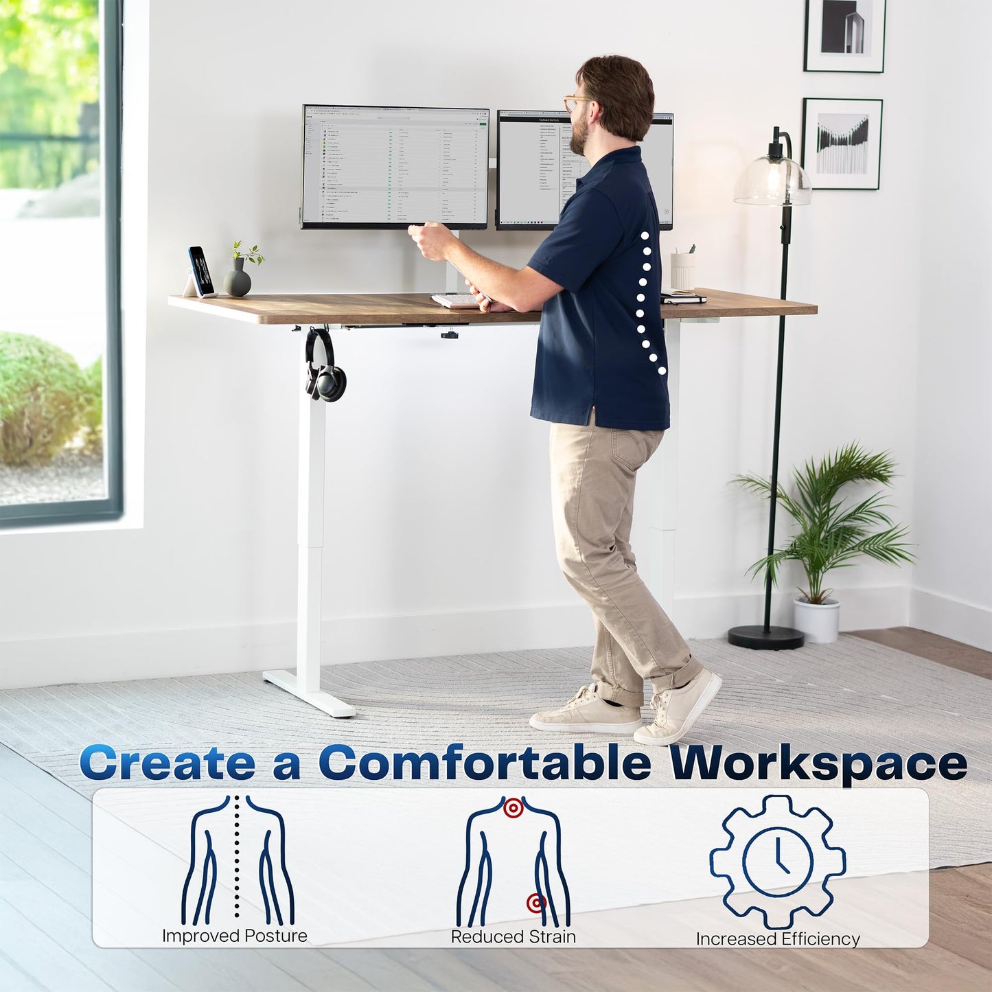 VIVO Electric 71 x 30 in Standing Desk, Memory Height Adjustment, 1B Series, Holds 220 lbs, Reclaimed Wood Top White Frame, DESK-KIT-1W7P
