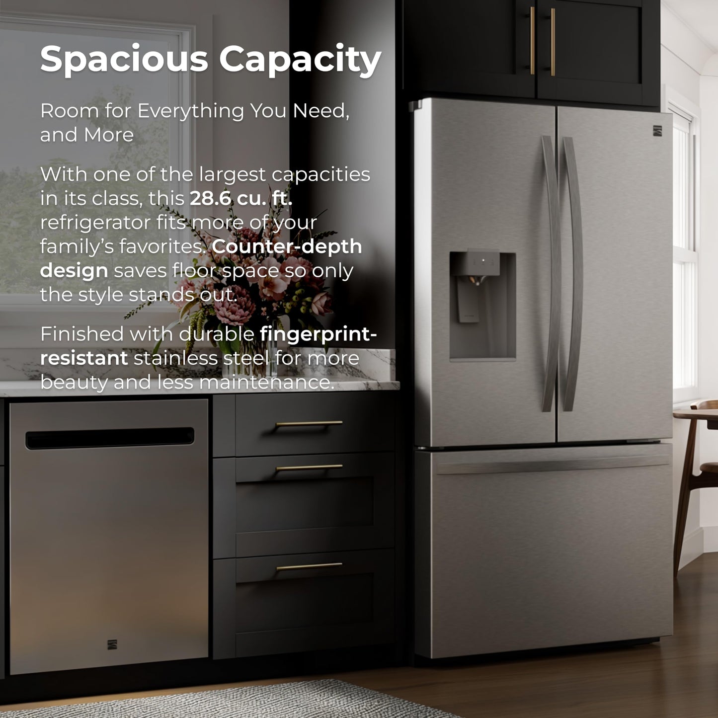 Kenmore 36" French Door Refrigerator with Freezer - Accela Chill, Adjustable Shelving, Dual Evaporator, ENERGY STAR Certified, 28.6 cu. ft. Capacity - Fingerprint Resistant Stainless Steel
