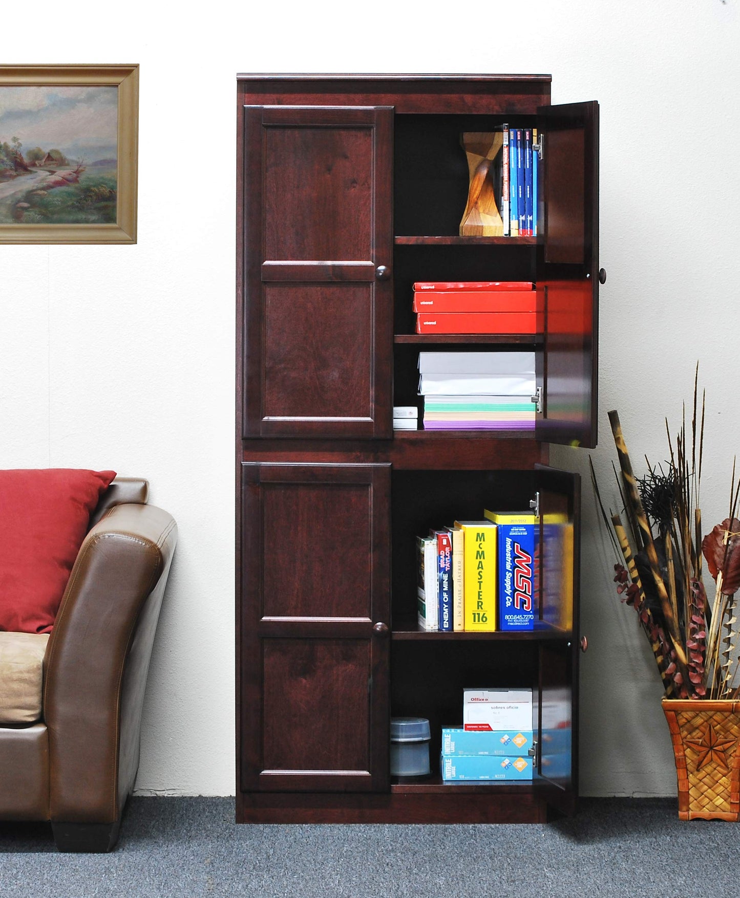 Concepts In Wood Storage Cabinet - Adjustable Shelves - 30 x 72 (Cherry)