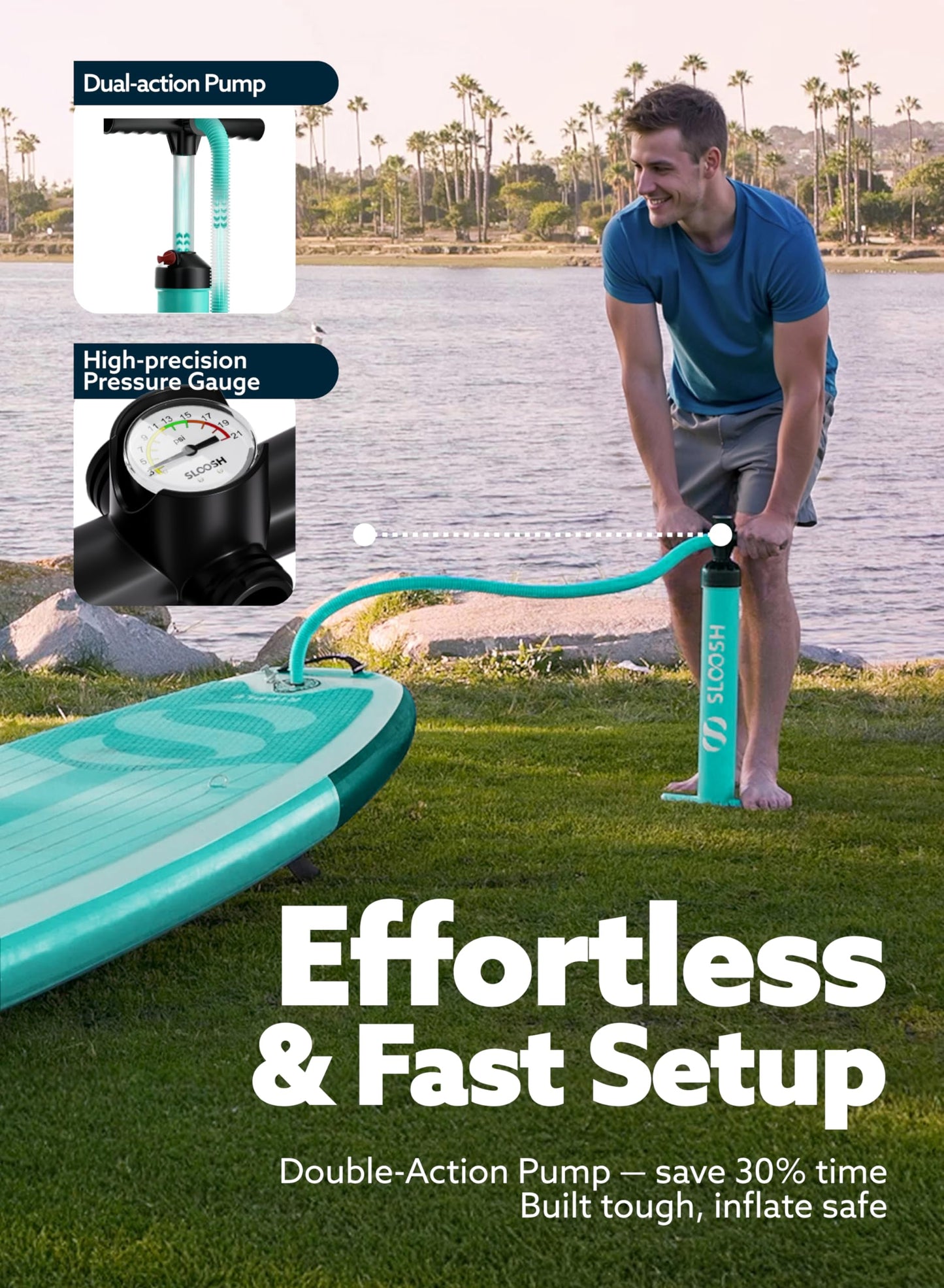 SLOOSH Inflatable Stand Up Paddle Board, 10'6" Paddle Boards with Premium Accessories, Non-Slip EVA Deck, Ultra-Light Carry Bag Pump, Ripple SUP for Youth & Adults of All Skill Levels