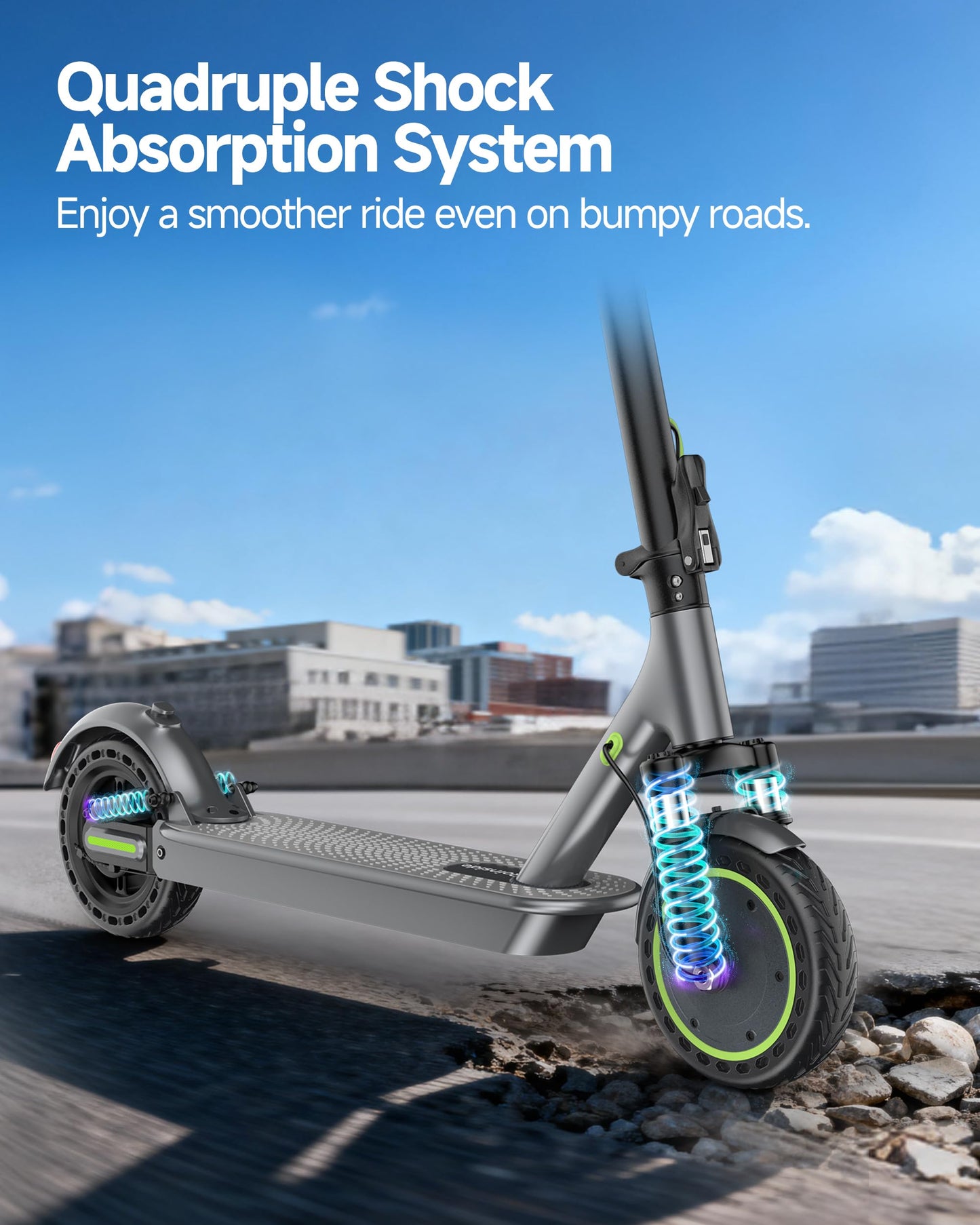 Roinside Scooter for Adults- 8.5" Solid Tires/350W Motor, 19 MPH Digital Display, Up to 16 Miles Long-Range Commuting Folding E-Scooter for Adults with Dual Braking System, App Control