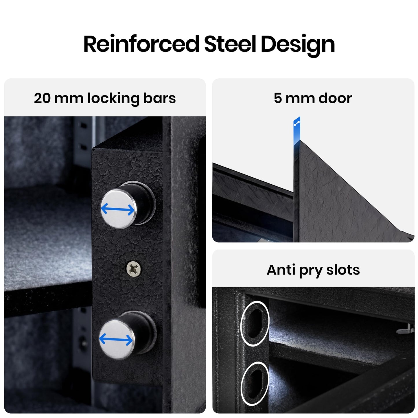 Viking Security Safe Large Biometric Safe – Quick-Access Fingerprint, PIN & Key Entry, Heavy-Duty Steel with Anti-Pry Door, Adjustable Shelves, Interior LED Light VS-50BLX