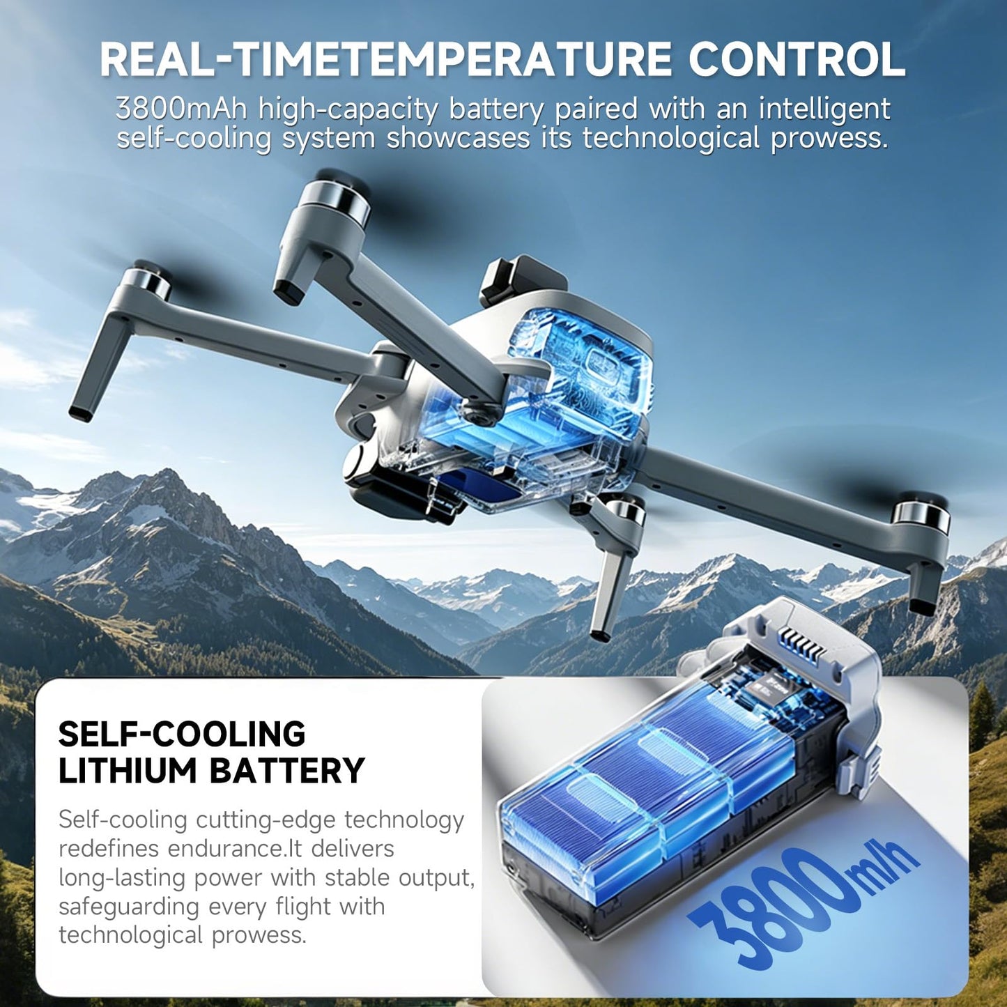 GPS Drone with 4K Camera for Adults, 5.5" HD Touchscreen Remote, Brushless Motor, 50 Mins Flight, Follow Me Drone, Auto Return, Long Range Transmission, AI Track & Orbit Mode, Under 260g