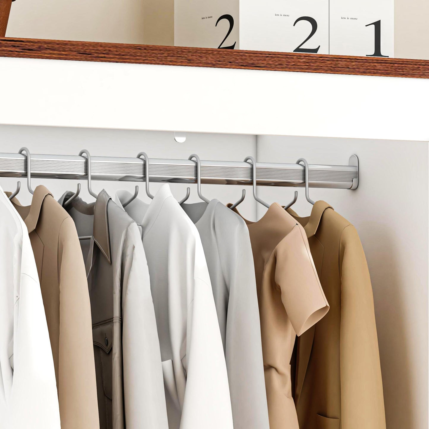 CayugaCrekrd 70" Tall Armoire Wardrobe Closet with 4 Doors & 3 Drawers, Farmhouse Bedroom Storage Cabinet with Hanging Rod, Freestanding Wooden Armoire Wardrobe Closet, White