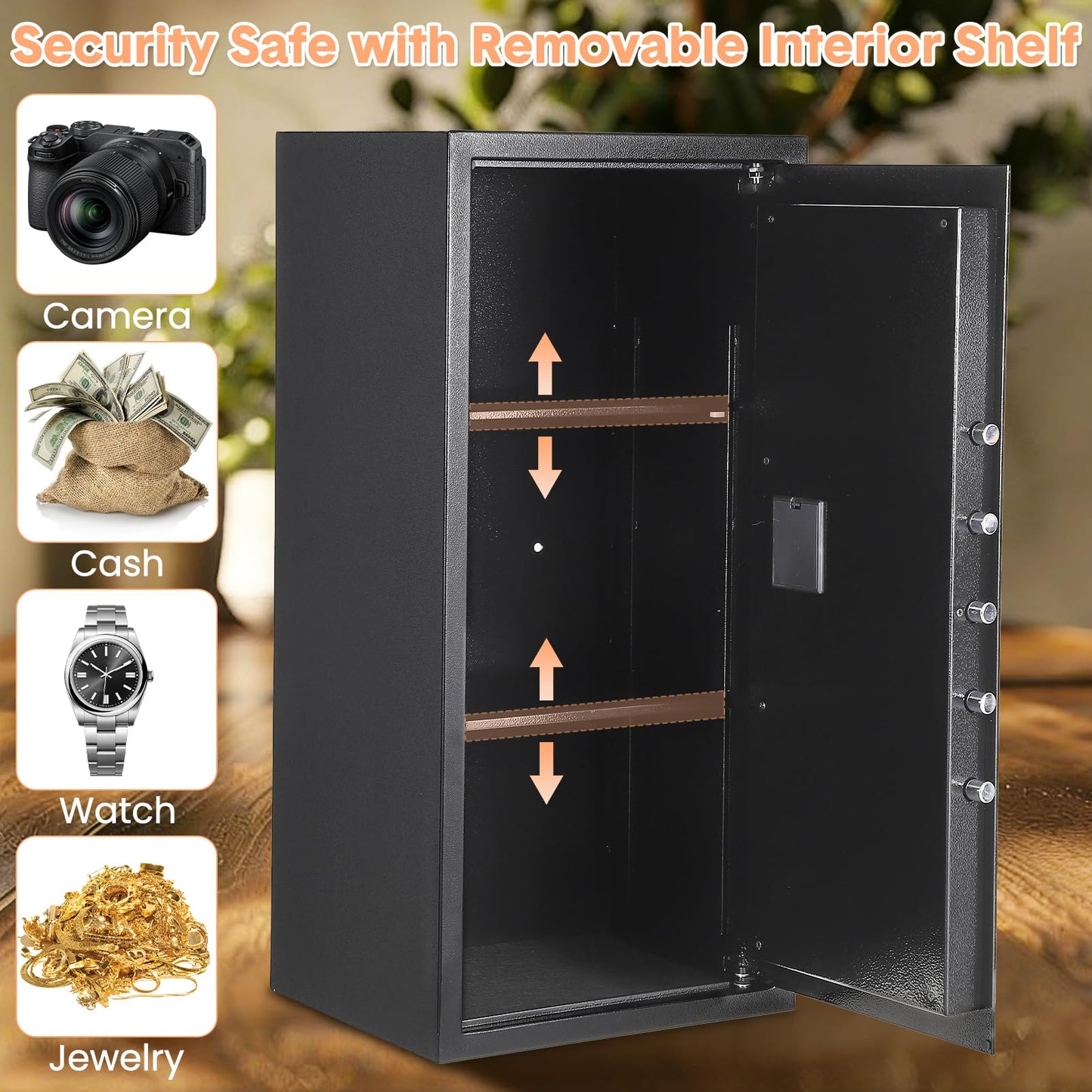 Digital Keypad Safe Box for Home with Fireproof Bag, Heavy Duty Steel Security Safe with Spare Keys & Multiple Size Options (9.8" to 31.5"), Money Safe for Cash Jewelry Documents - Wall Mountable