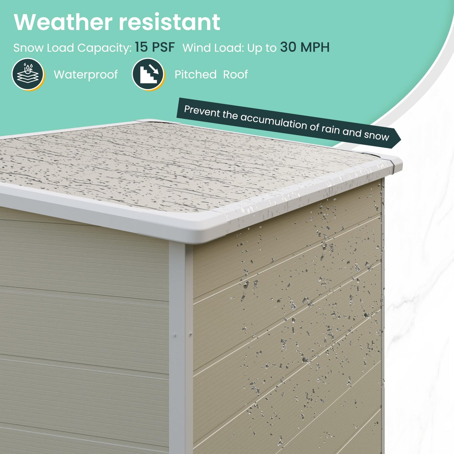 UDPATIO Outdoor Storage Shed 5x3 FT, Garden Resin Shed for Bike, Garbage Can, Tools, Outside Plastic Sheds with Floor for Backyard, Patio, Lawn, Sandstone