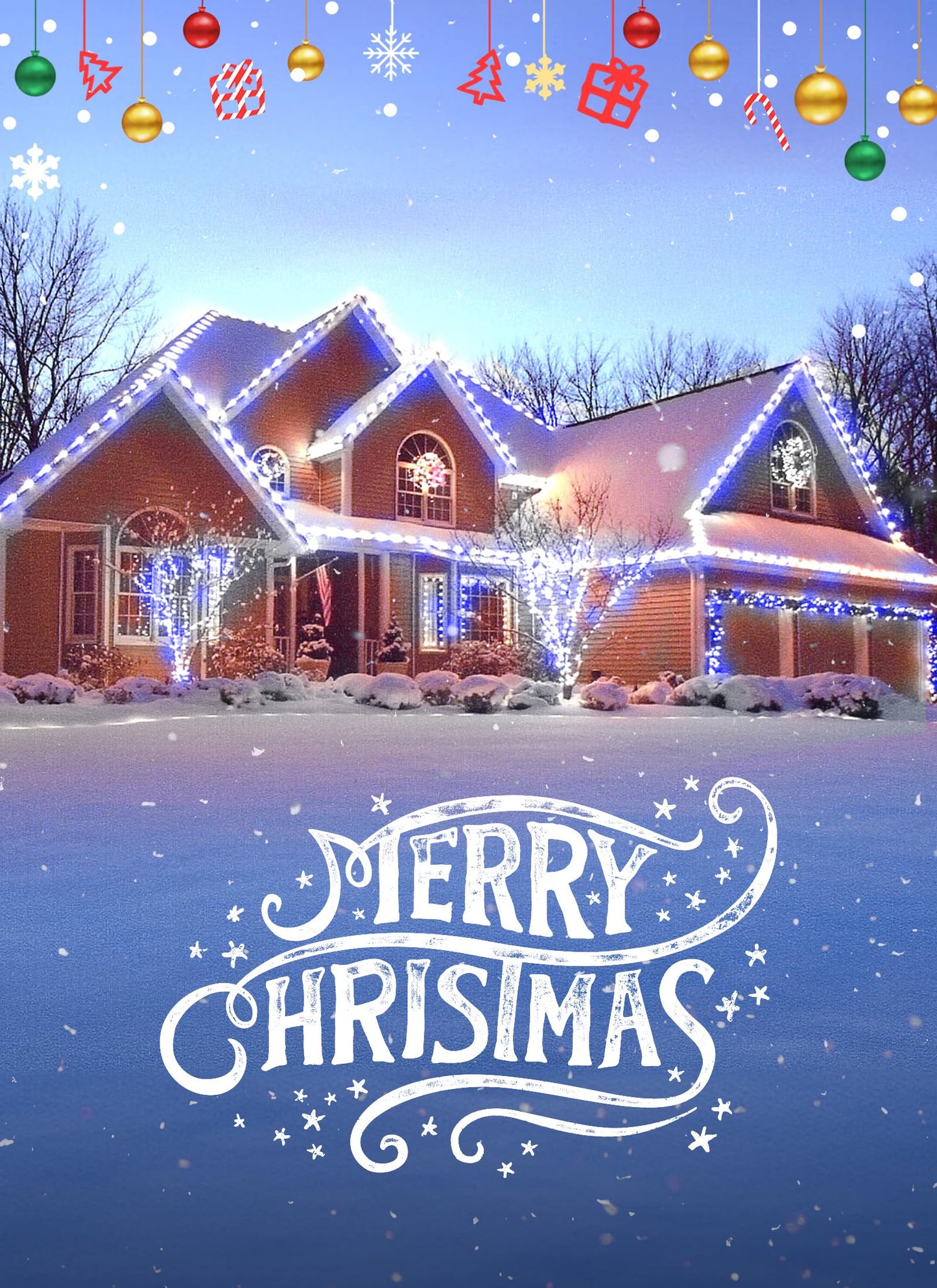 Minetom C9 Christmas String Lights, 100 LED, 100 FT, Blue and Pure White, Connectable, UL Certified for Indoor/Outdoor Use