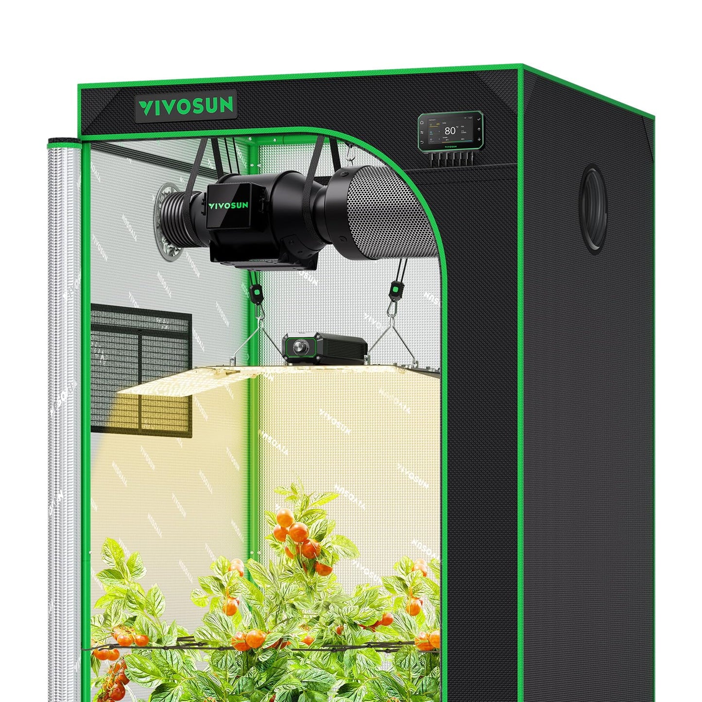 VIVOSUN GIY Smart Grow Tent System 3x3, WiFi-Integrated Grow Tent Kit, with Automate Ventilation and Circulation, Schedule Full Spectrum 200W LED Grow Light, and GrowHub E42A+Controller