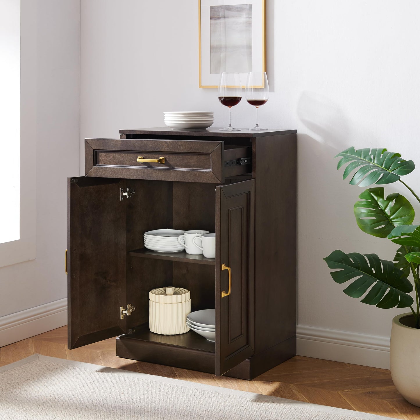 Crosley Furniture Stanton Pantry Storage Cabinet with Shelves, Kitchen, Dining, or Laundry Room, Coffee