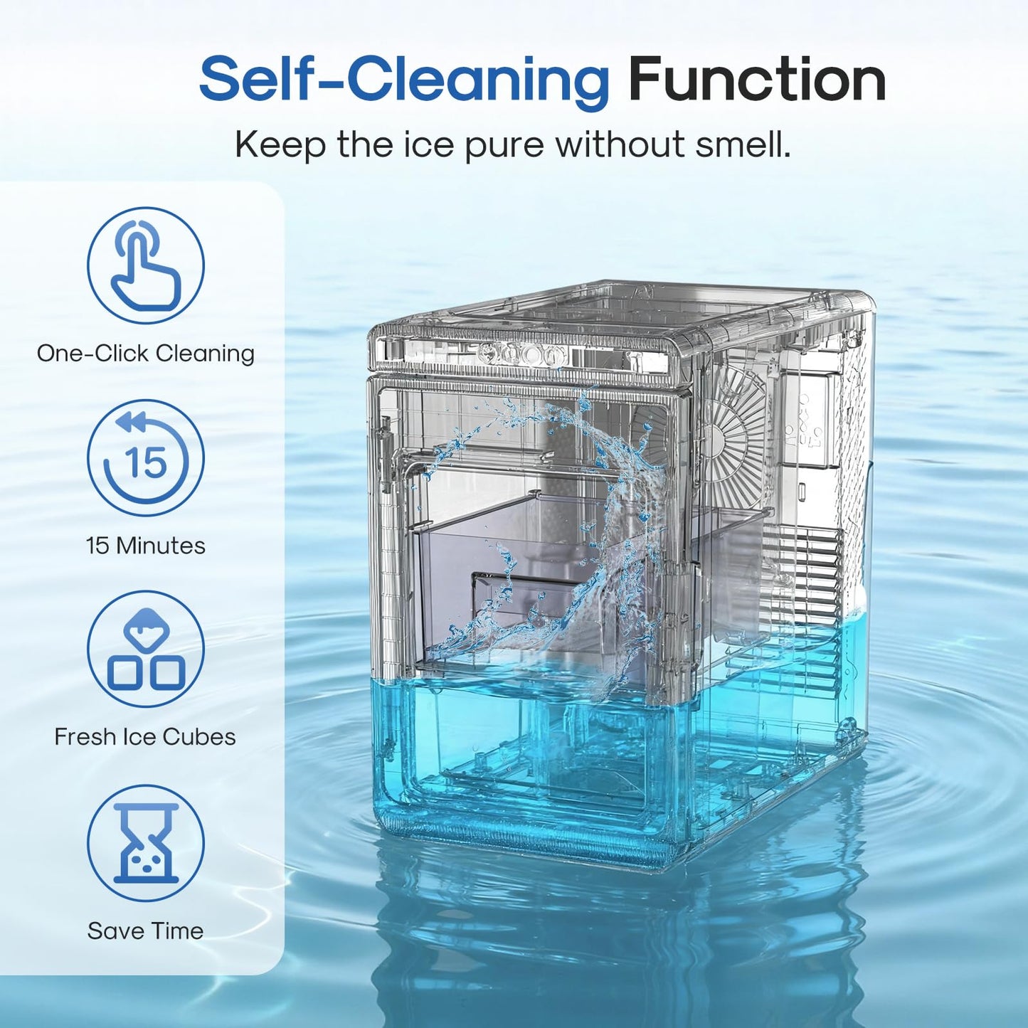 ICEPURE Clear Ice Cube Maker Portable Countertop, 3Pcs/20 Mins, 1.6" Crystal Ice Cube, 22lbs/24H, ETL Certification, Self-Cleaning, 24 Timer, Compact Ice Cube Machine for Whiskey, Cocktails, Bourbon